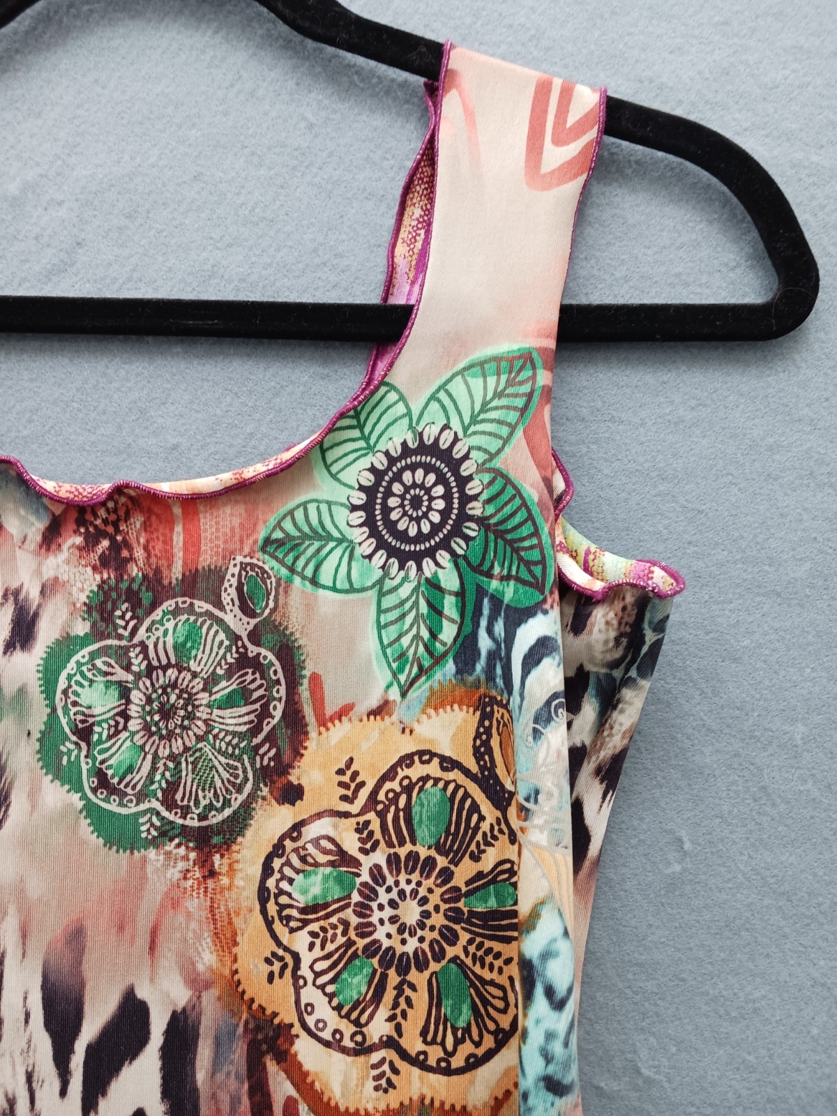 Unknown Women Tank Dress Multicolor Floral Scoop Neck Sleeveless Boho Summer