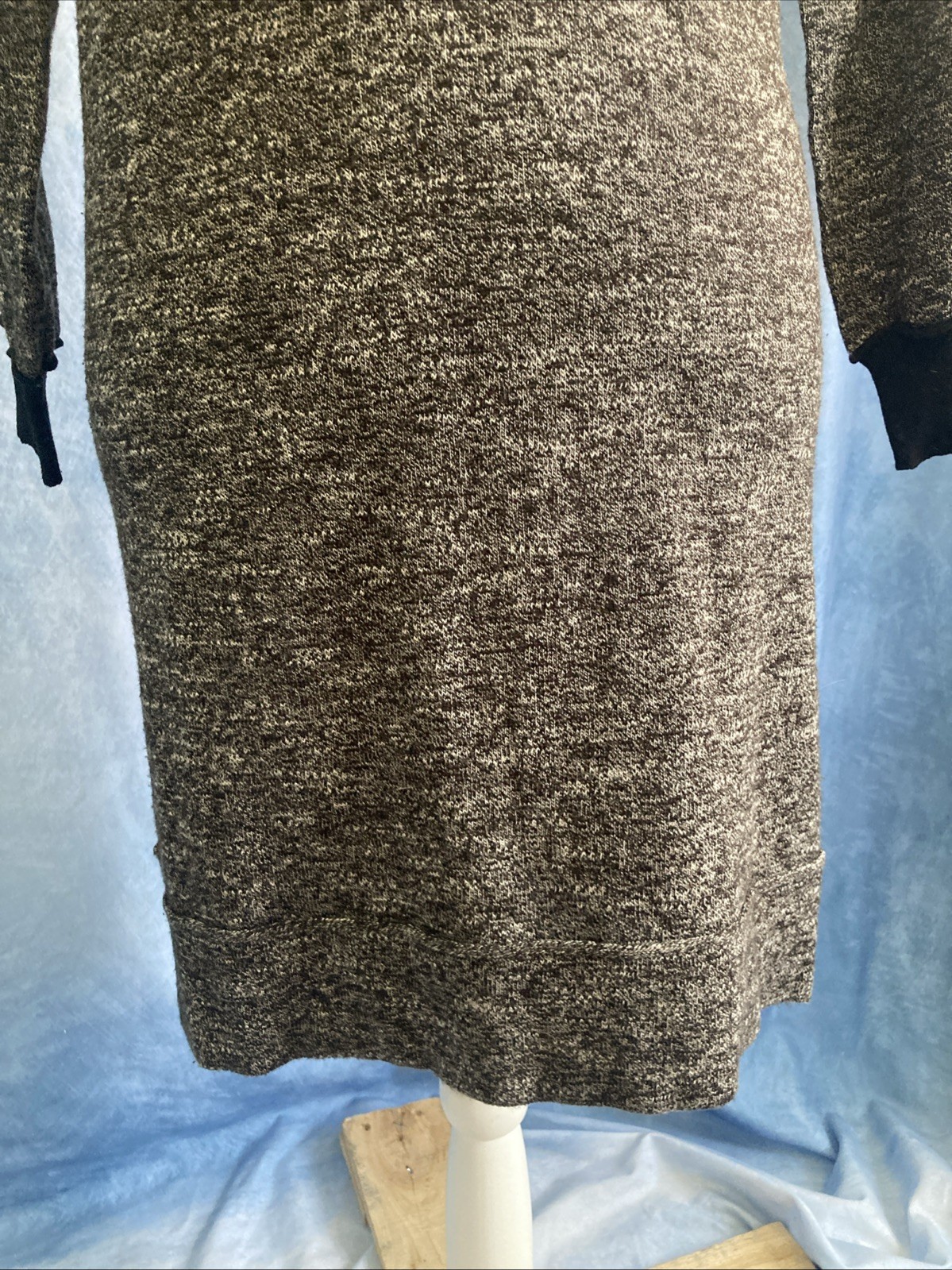 Max Studio Tweed Knit Sweater Dress Size S Gray Black Raglan Sleeve 5907659