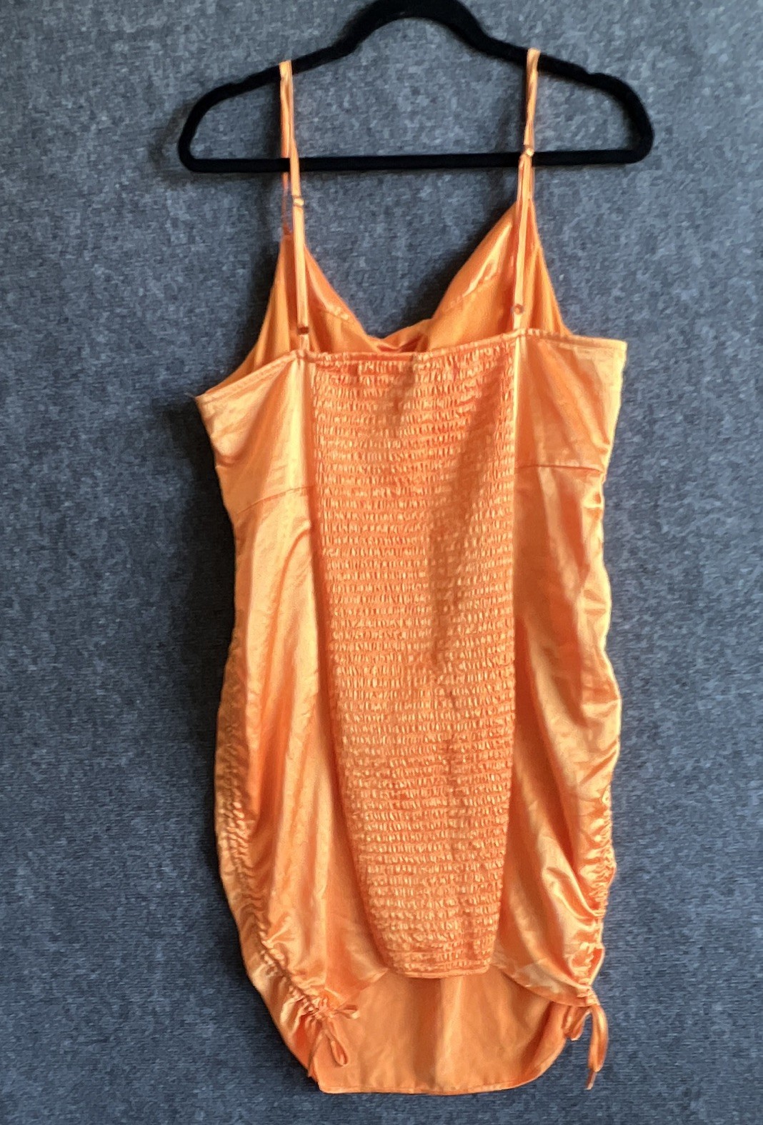 Wild Fable Women’s Orange Satin Cowl Neck Ruched Stretch Mini Slip Dress XXL