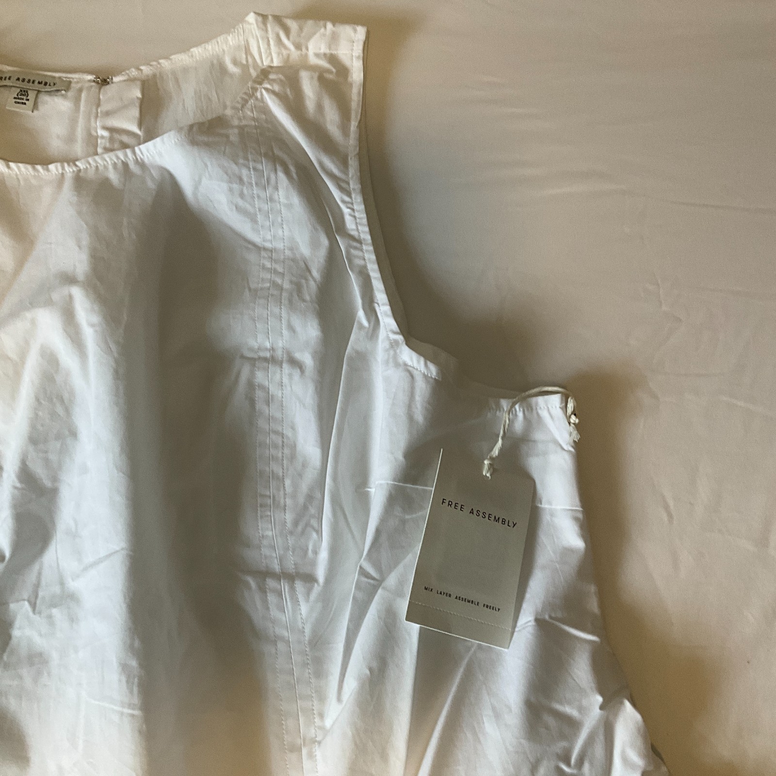 Free Assembly Maxi Dress Womens Size 2XL 20 White Sleeveless Pockets Lined