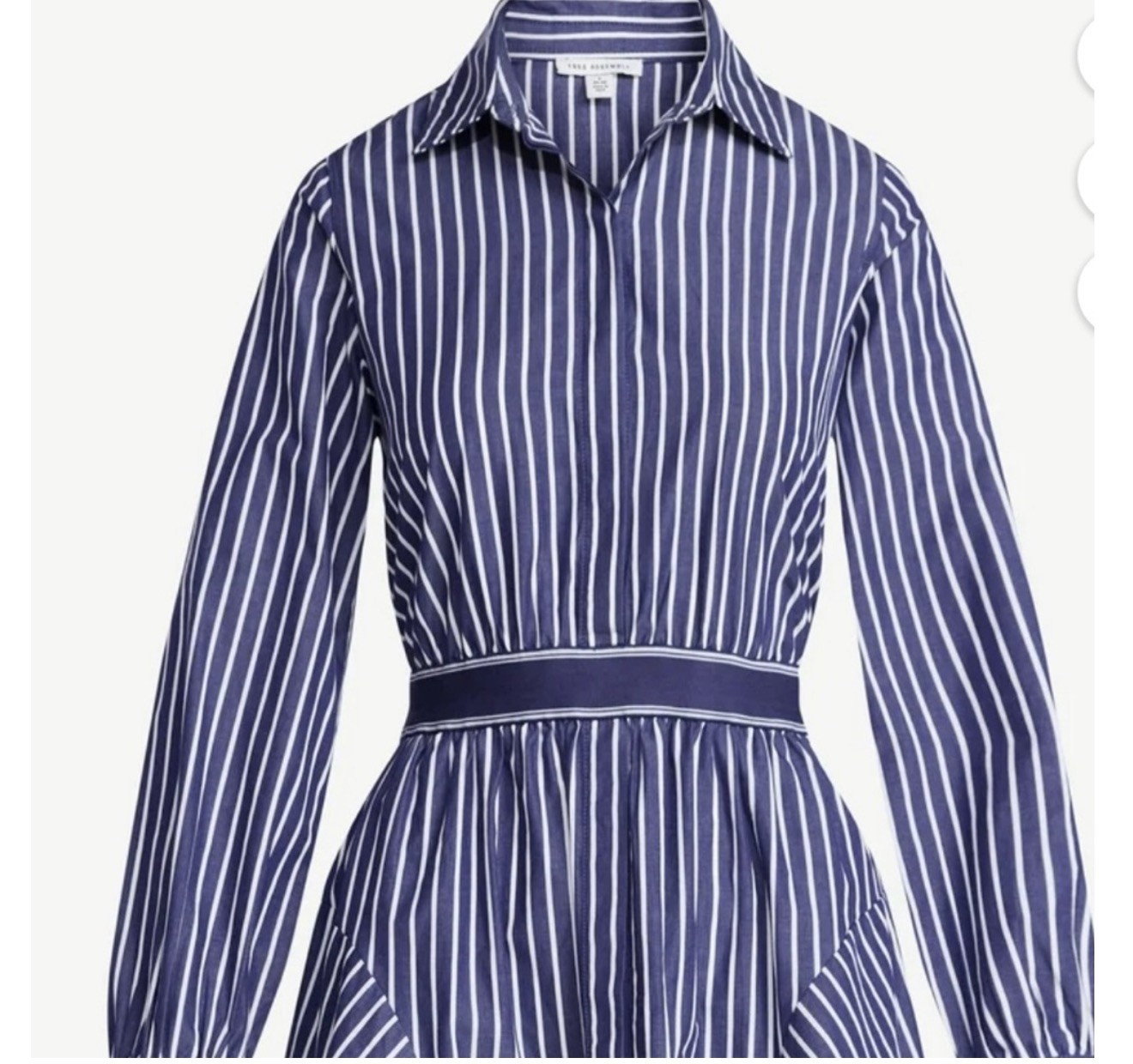 Free Assembly Women’s blue Striped long sleeve with collar shirt dress size M