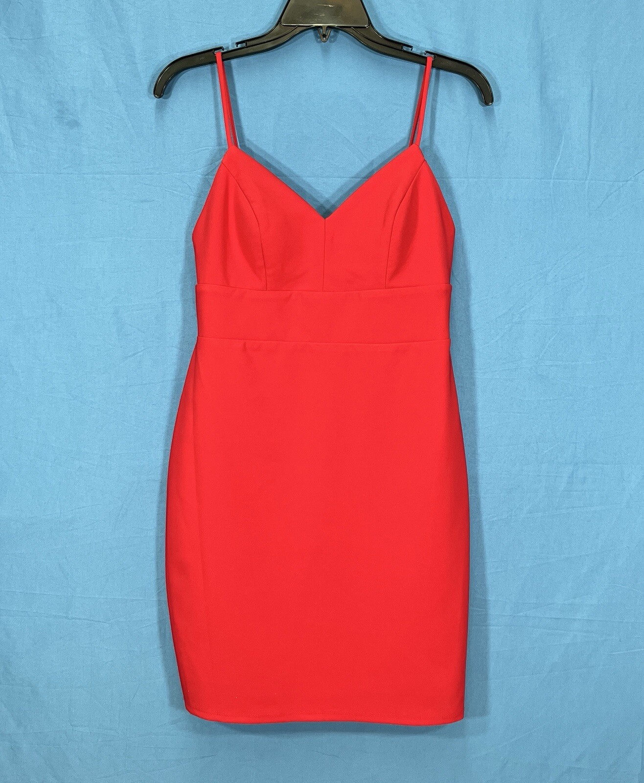 CITY VIBE Solid Red STRETCHY Mid-Weight BOW DETAIL Party Cocktail SHEATH DRESS 5