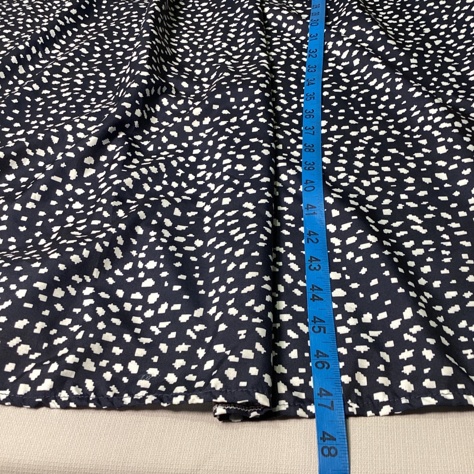 Abstract Dot Print Midi Dress Womens 2XL Navy Blue Short Sleeve Pocket