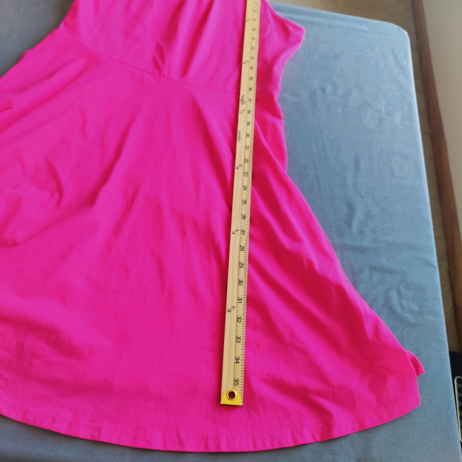 NWT Ouges Halter PinkDress Women L Tie Neck Mini Stretch Fit & Flare Beach Party