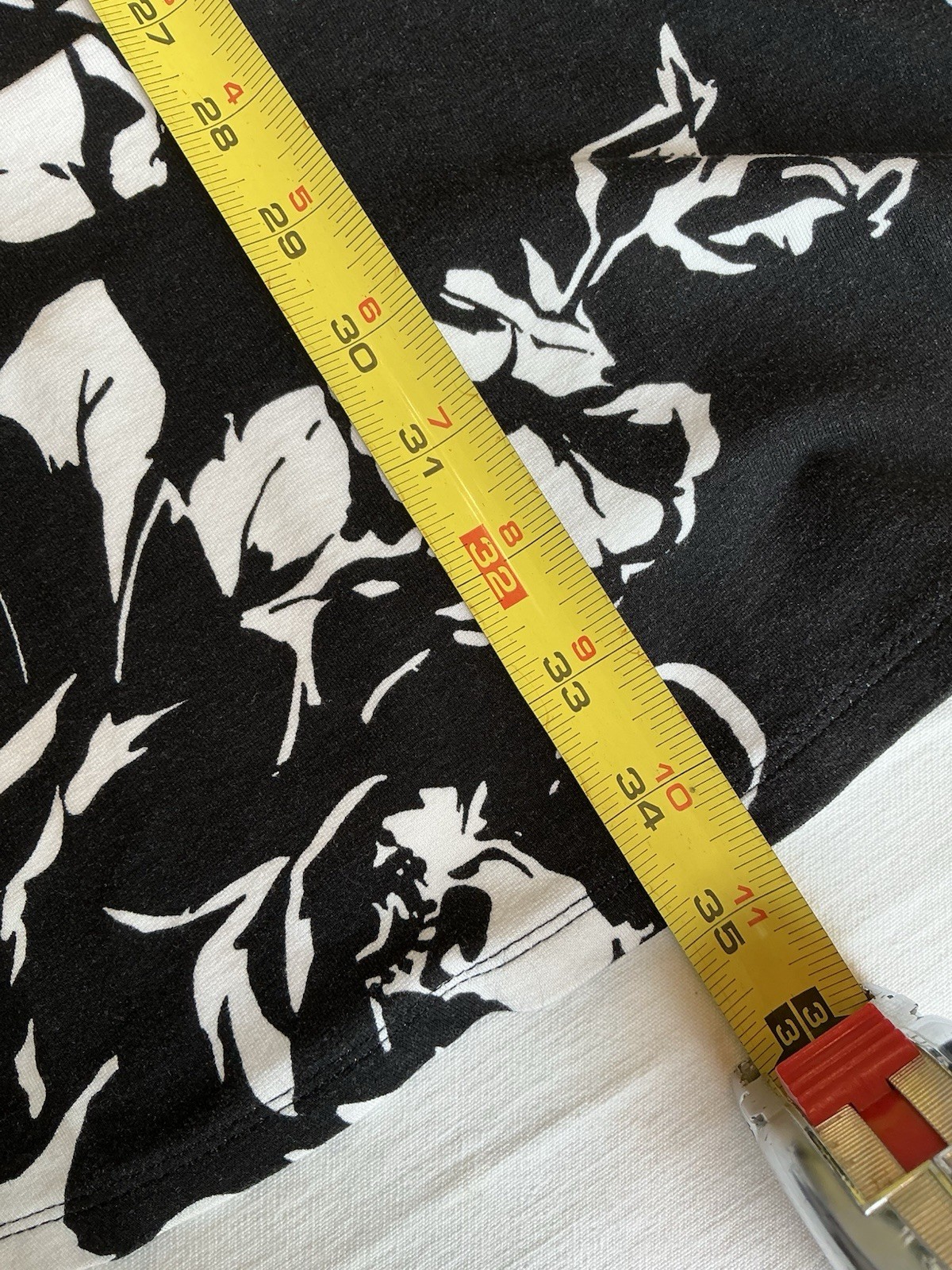 Lauren Ralph Lauren Sheath Dress XL Black White Floral Knit Belted Stretch