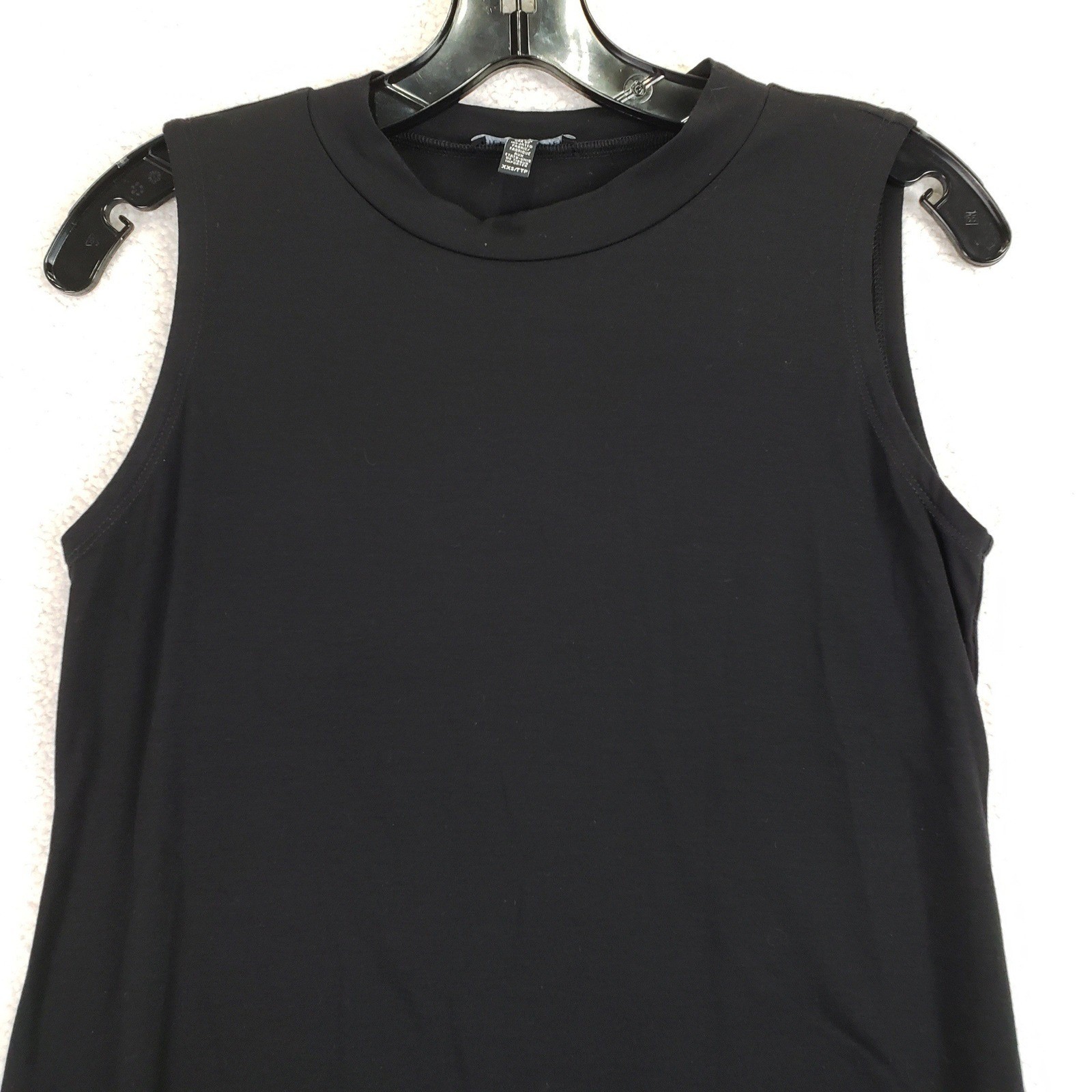 Eileen Fisher Tencel Mock Neck Shift Dress Women XXS Black Minimalist Luxury
