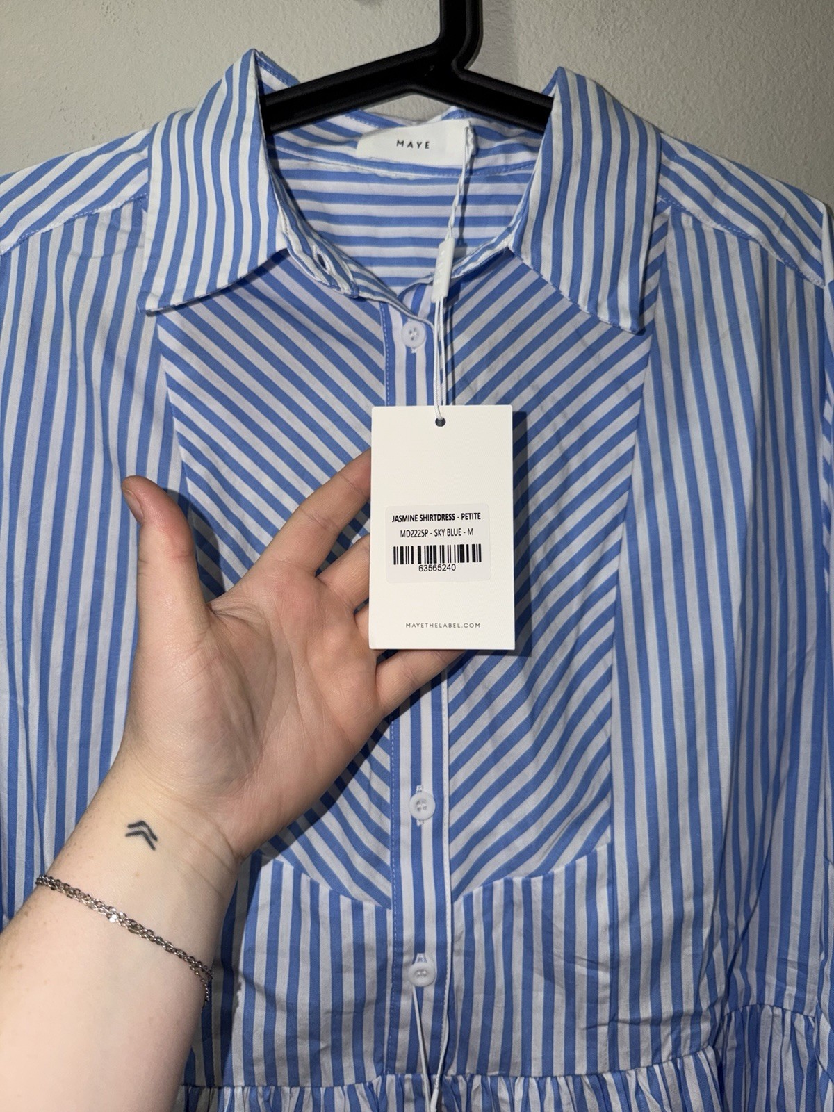 Maye Dress jasmine shirt dress Maye The Label Blue Striped M Petite Quiet Luxury