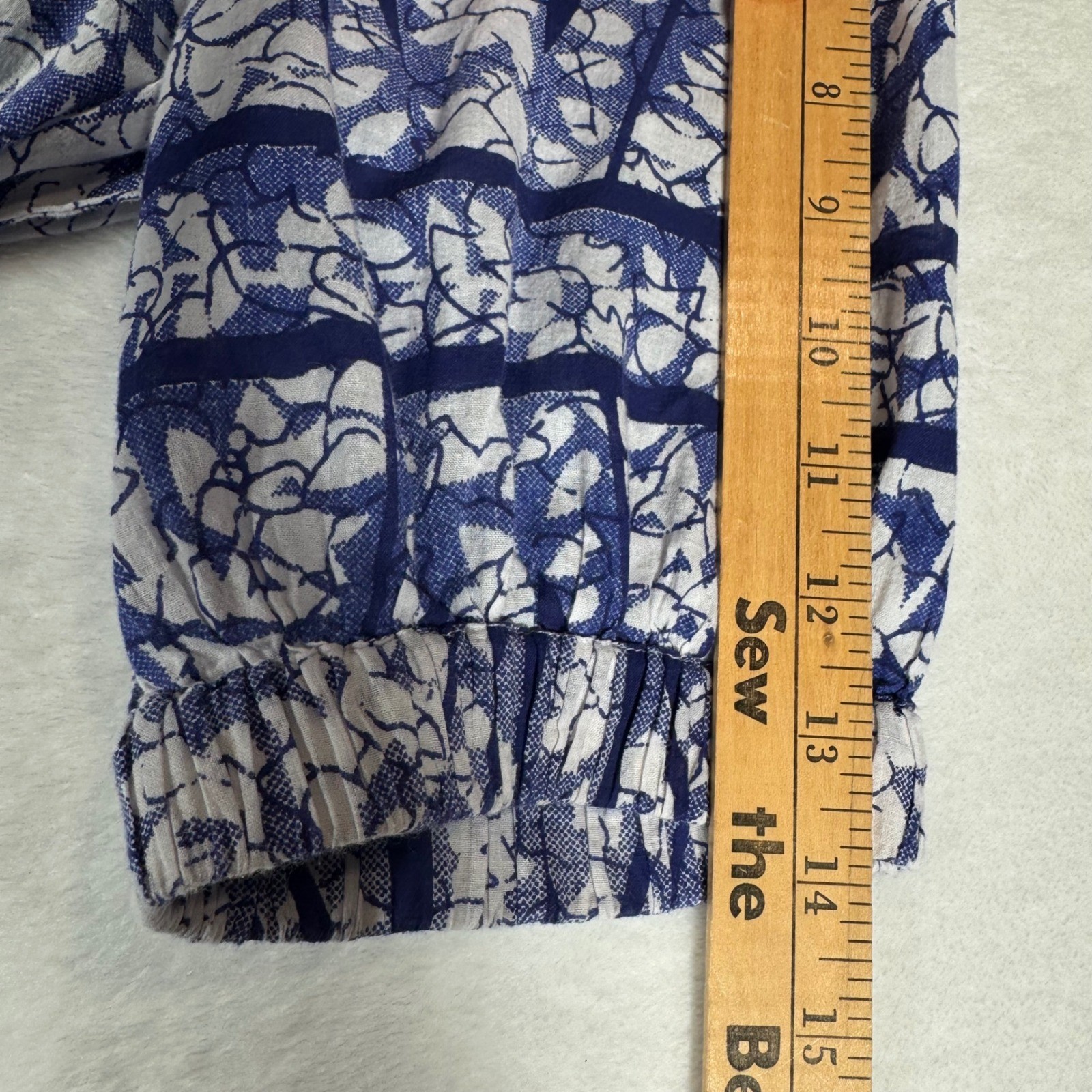 Lola Australia Blue White Floral Cotton Tiered Midi Dress Womens Small Boho Puff