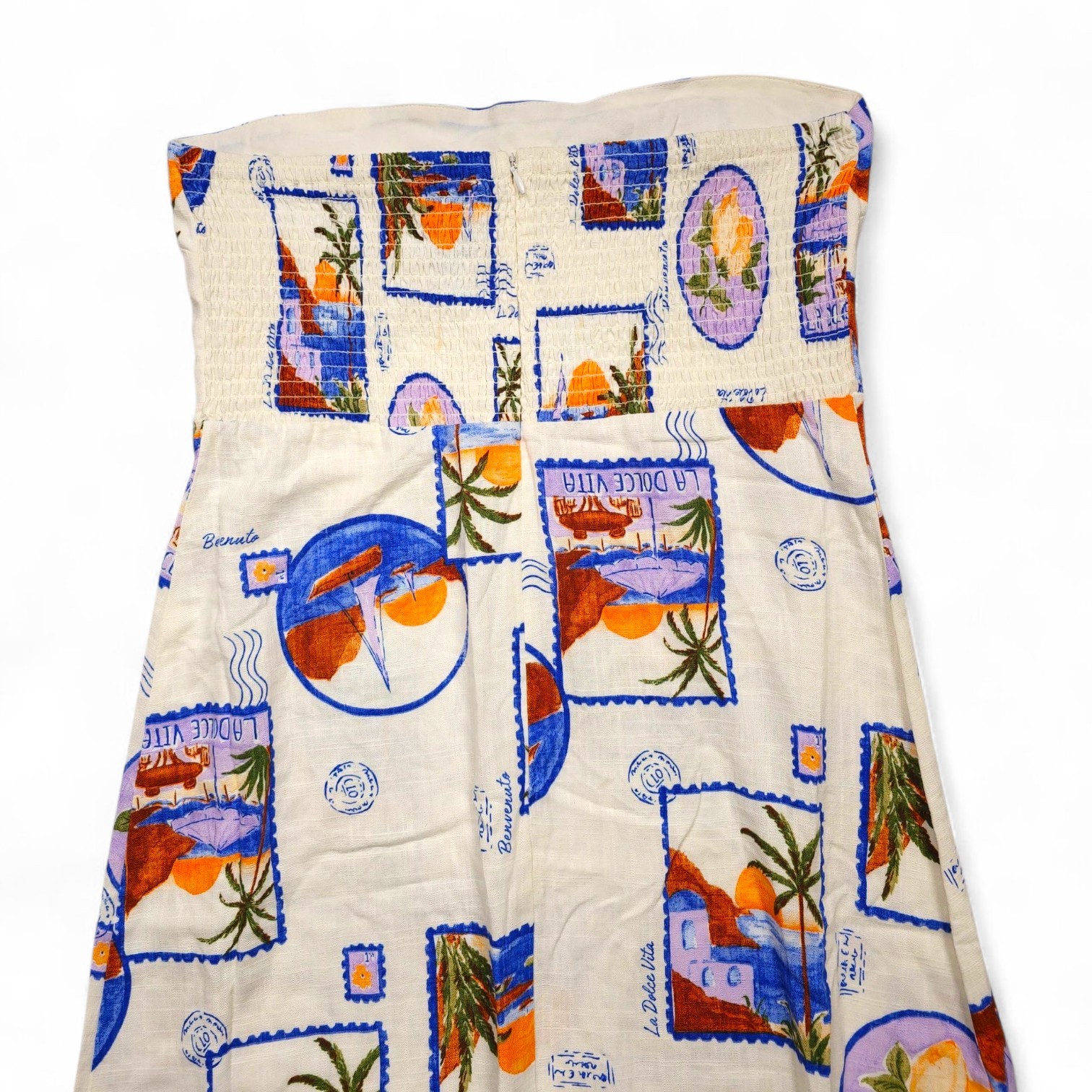 Paper Heart La Dolce Vita Postcard Maxi Dress L Linen Blend Italian Summer Boho