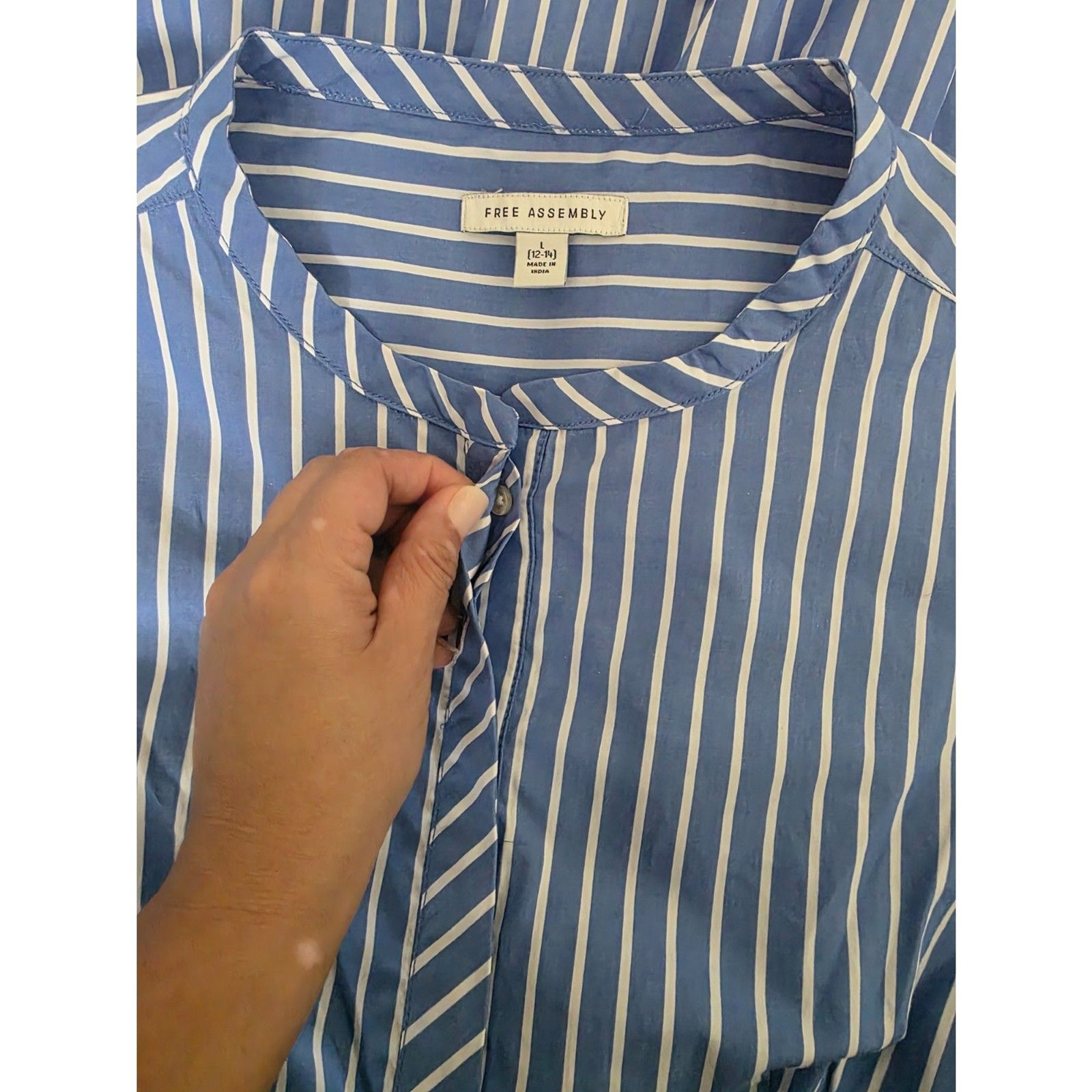 Free Assembly Women’s Cotton Striped Midi Shirt Dress Belted Long Sleeve L NWT