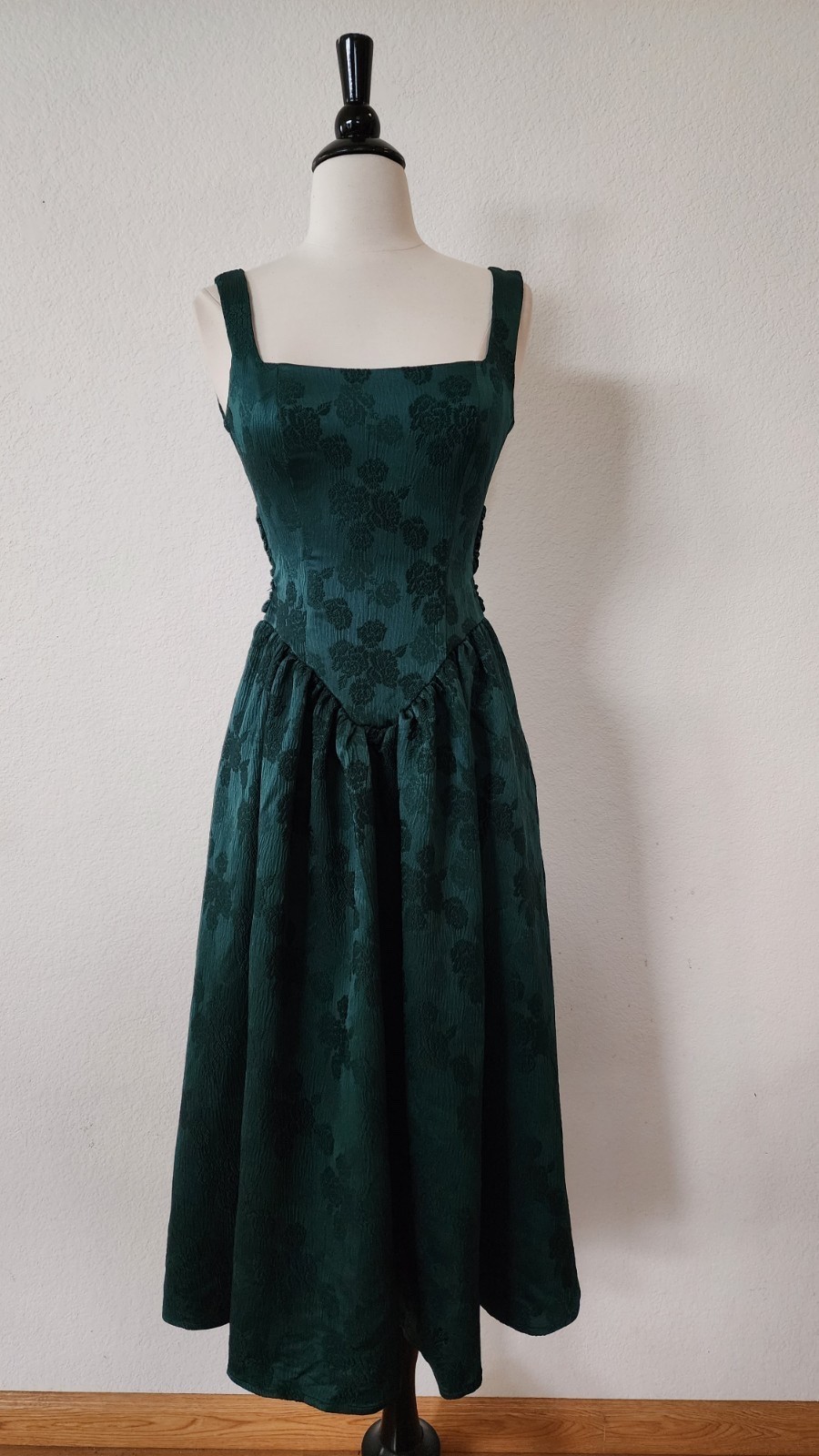 New Anthro Midi Dress Size Small XS Green Floral Wedding Garden Prom Hoco