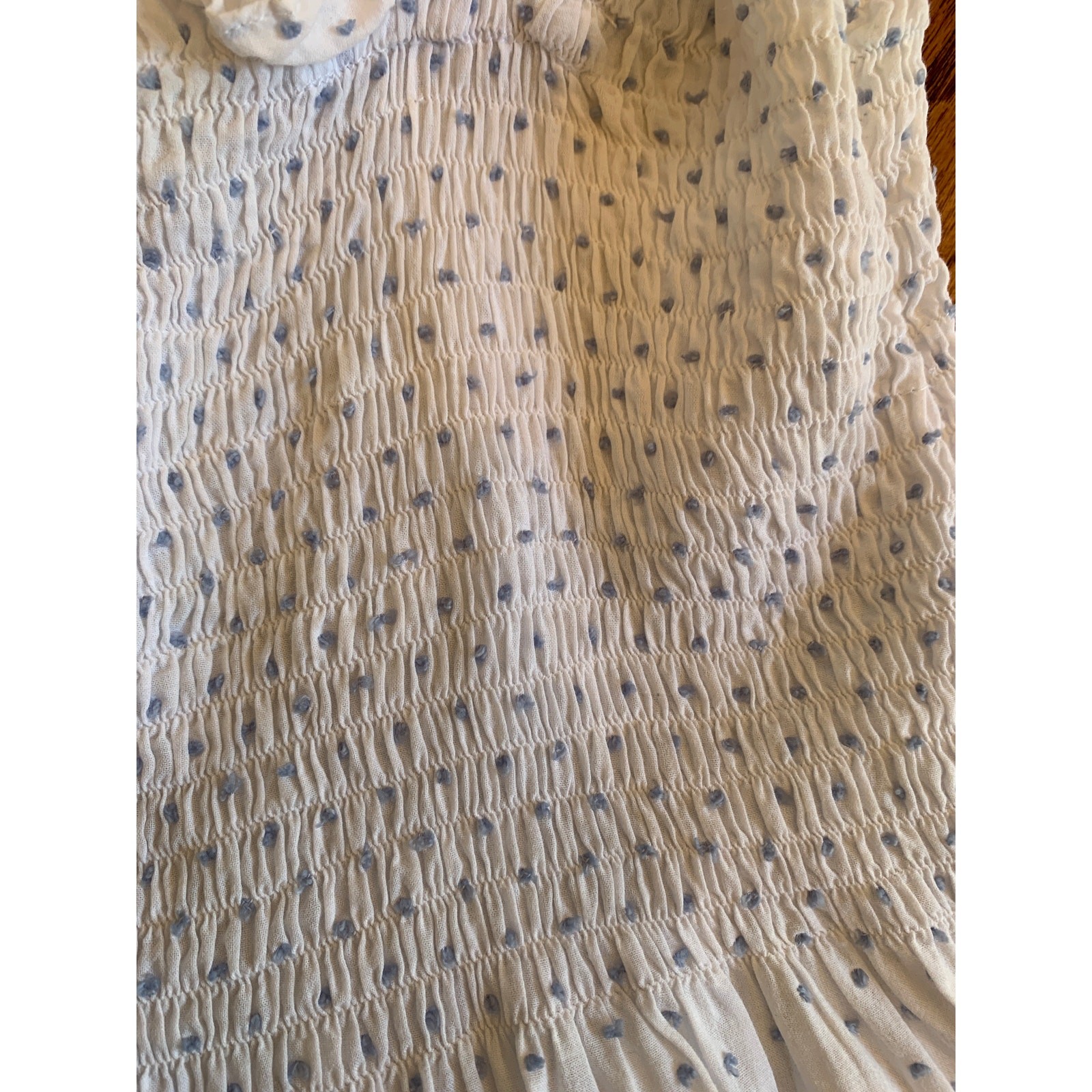 Hill House The Ellie Nap Dress Micro Polka Dot MSRP $178 | White Blue | Small
