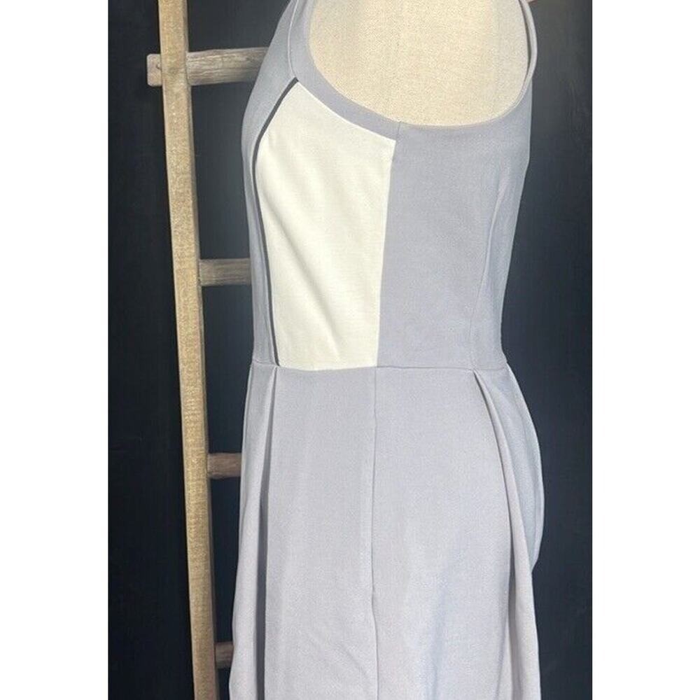 ANTHROPOLOGIE TL The Letter Fit & Flare Colorblocked Dress Small, Gray and White