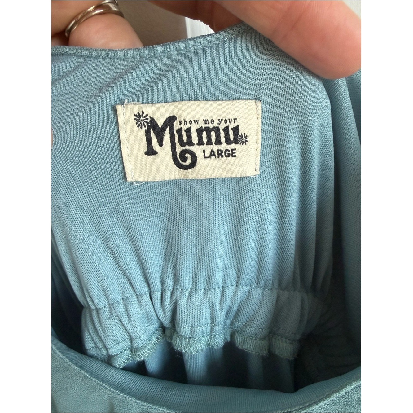 Show Me Your Mumu Blue Flutter Sleeve Maxi Dress Large