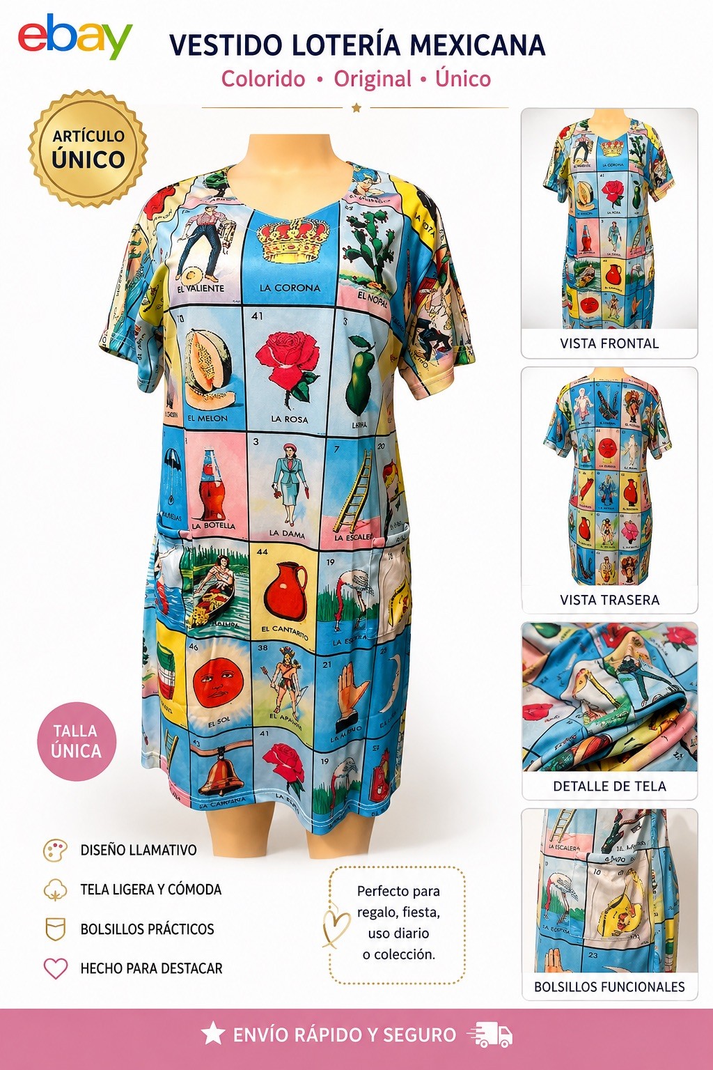 VESTIDO LOTERÍA MEXICANA