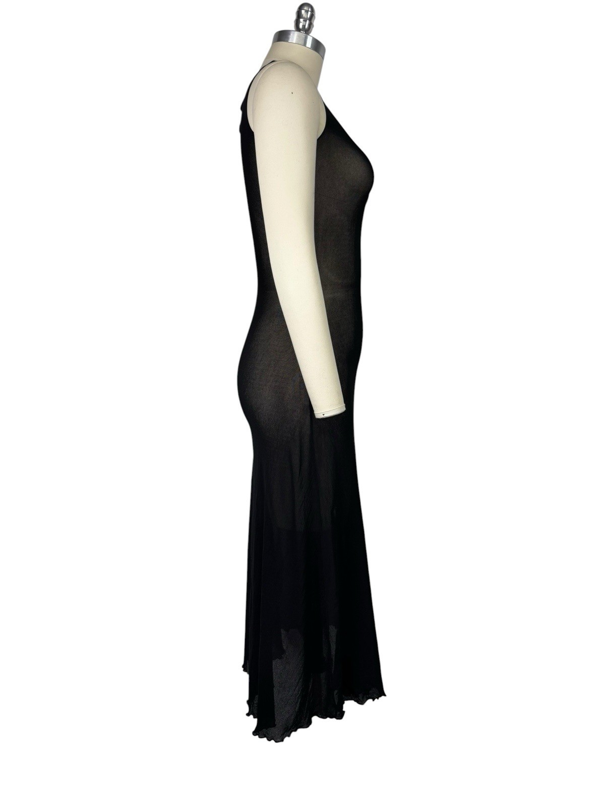 Vtg Jean Paul Gaultier 90s Black Mesh Long Dress M