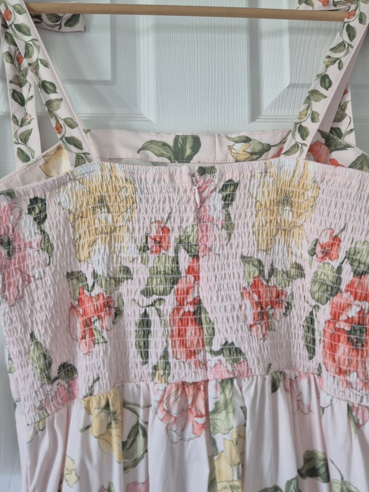 JOIE Floral Maxi Dress Size 14 Romantic Cottagecore Tie Shoulder Pink/Cream NWTS