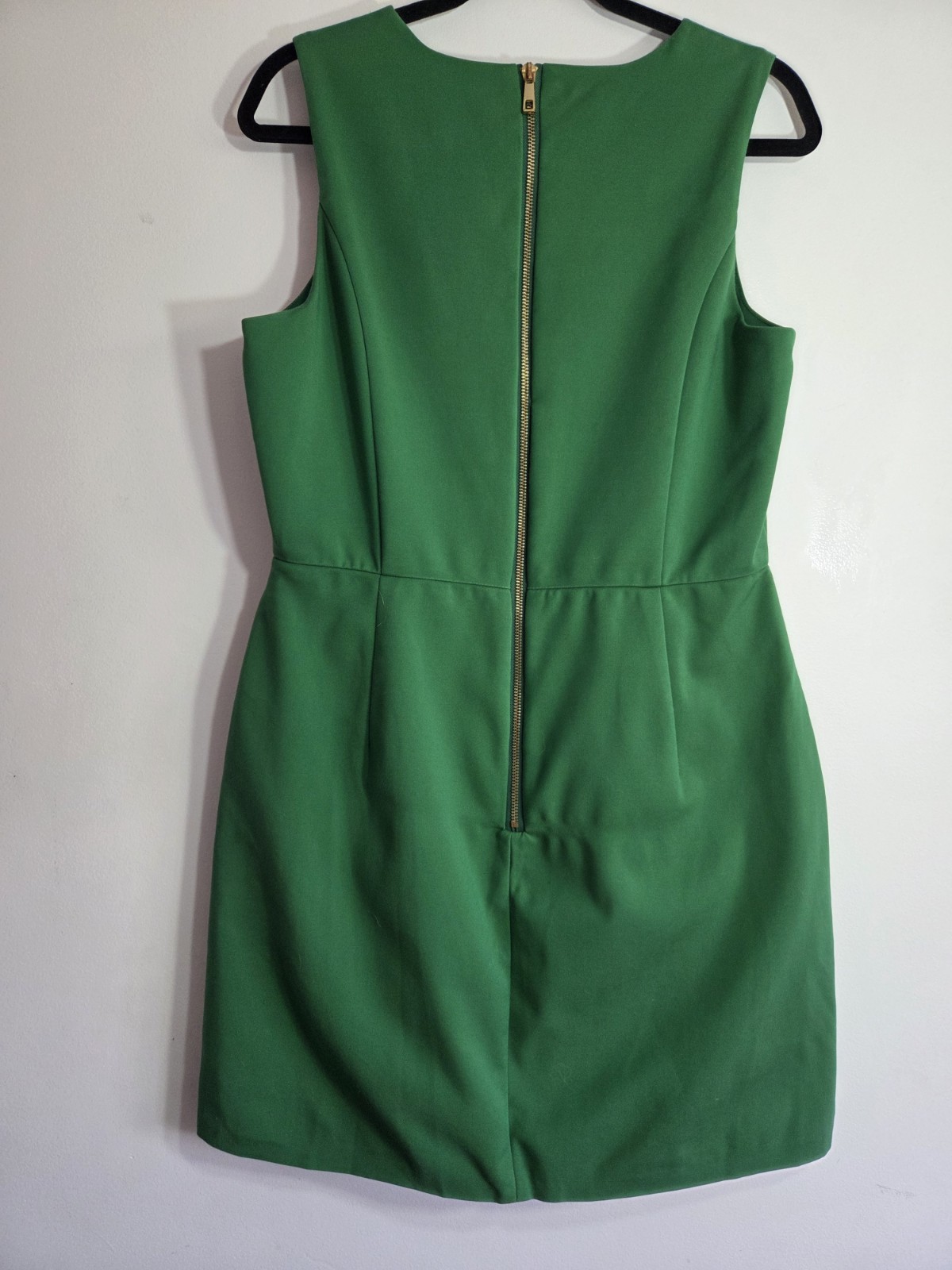 STELLA Size 12 Green A-Line Sleeveless Round Neck Gold Zip Back Short Dress