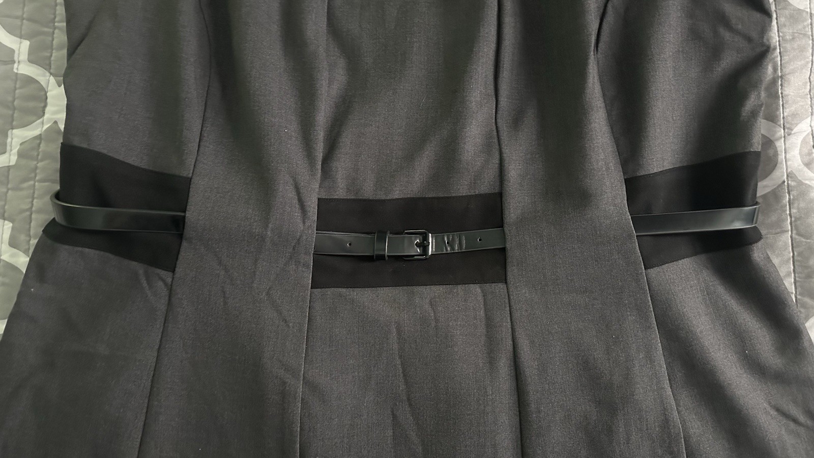 Calvin Klein Colorblock Belted Fit & Flare Dress 18W Black White *EXCELLENT*