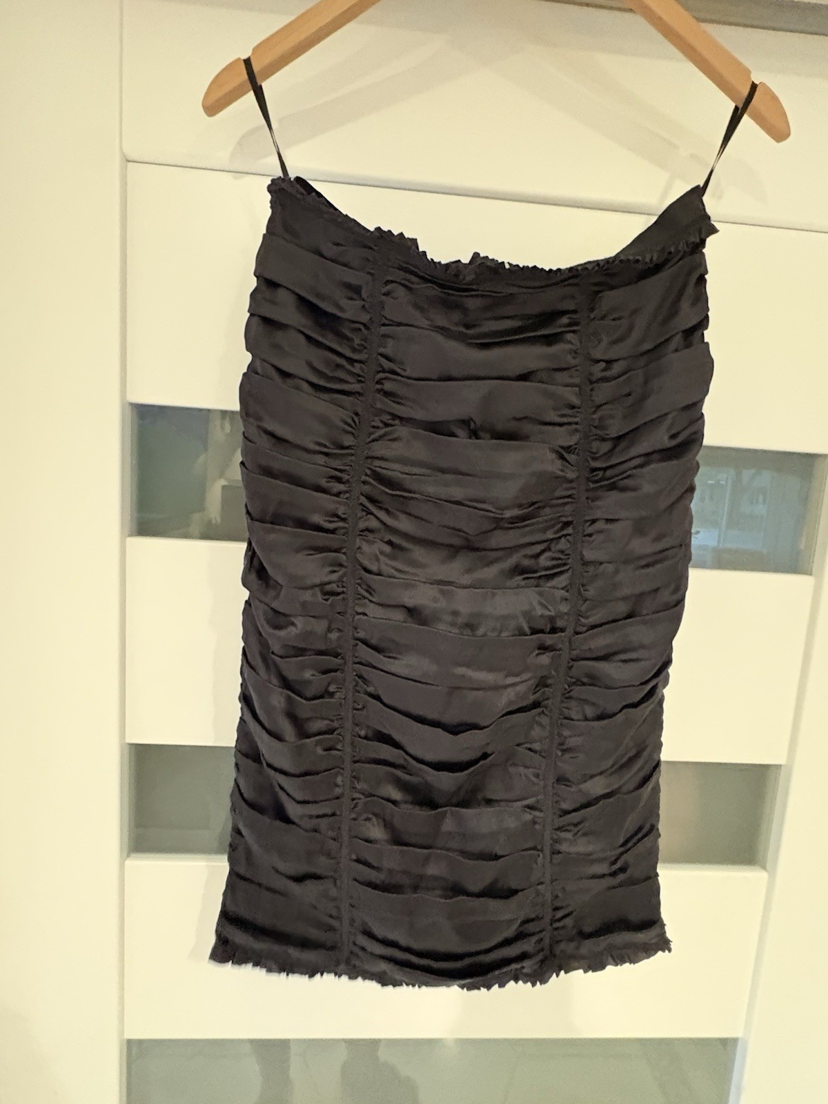 D&G Black Ruched Bodycon Spaghetti Strap Zip Set