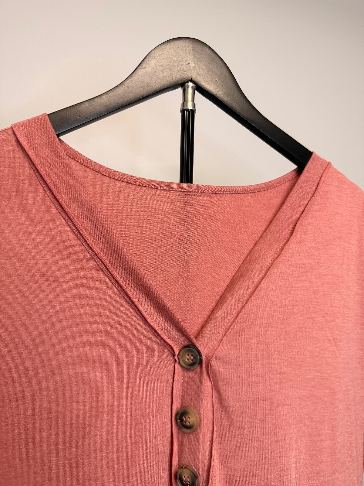 Casual Loose Fit Short Sleeve Dress with Button Detail in Dusty Rose