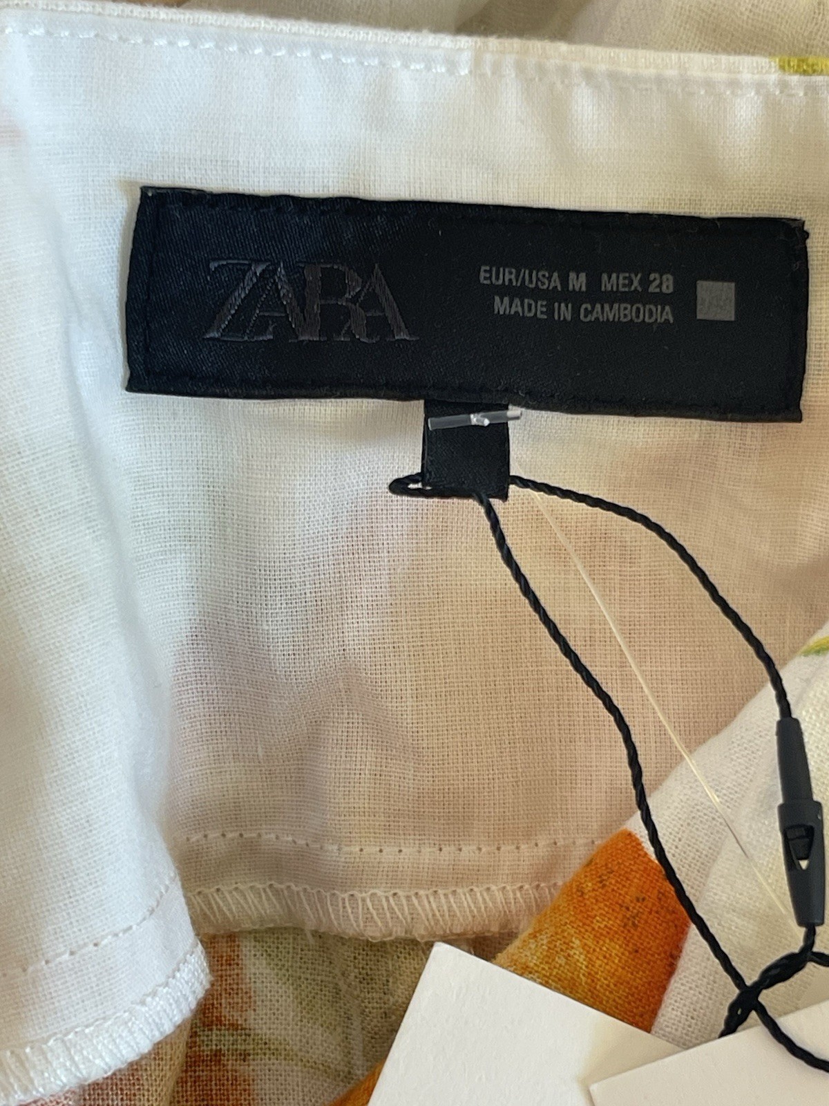 Zara Linen Blend Orange Citrus Print Halter Midi Dress Coastal Euro Summer M NWT