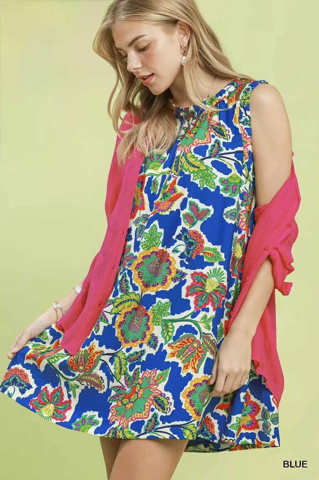Umgee Abstract Print Sleeveless Shift Dress