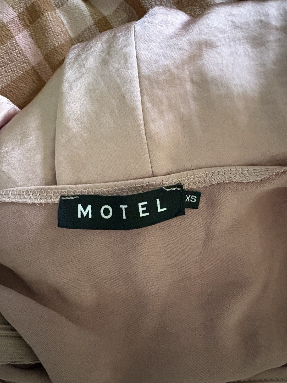 Motel Pink Satin Slip Dress XS Long Straight Neck Backless Side Slit