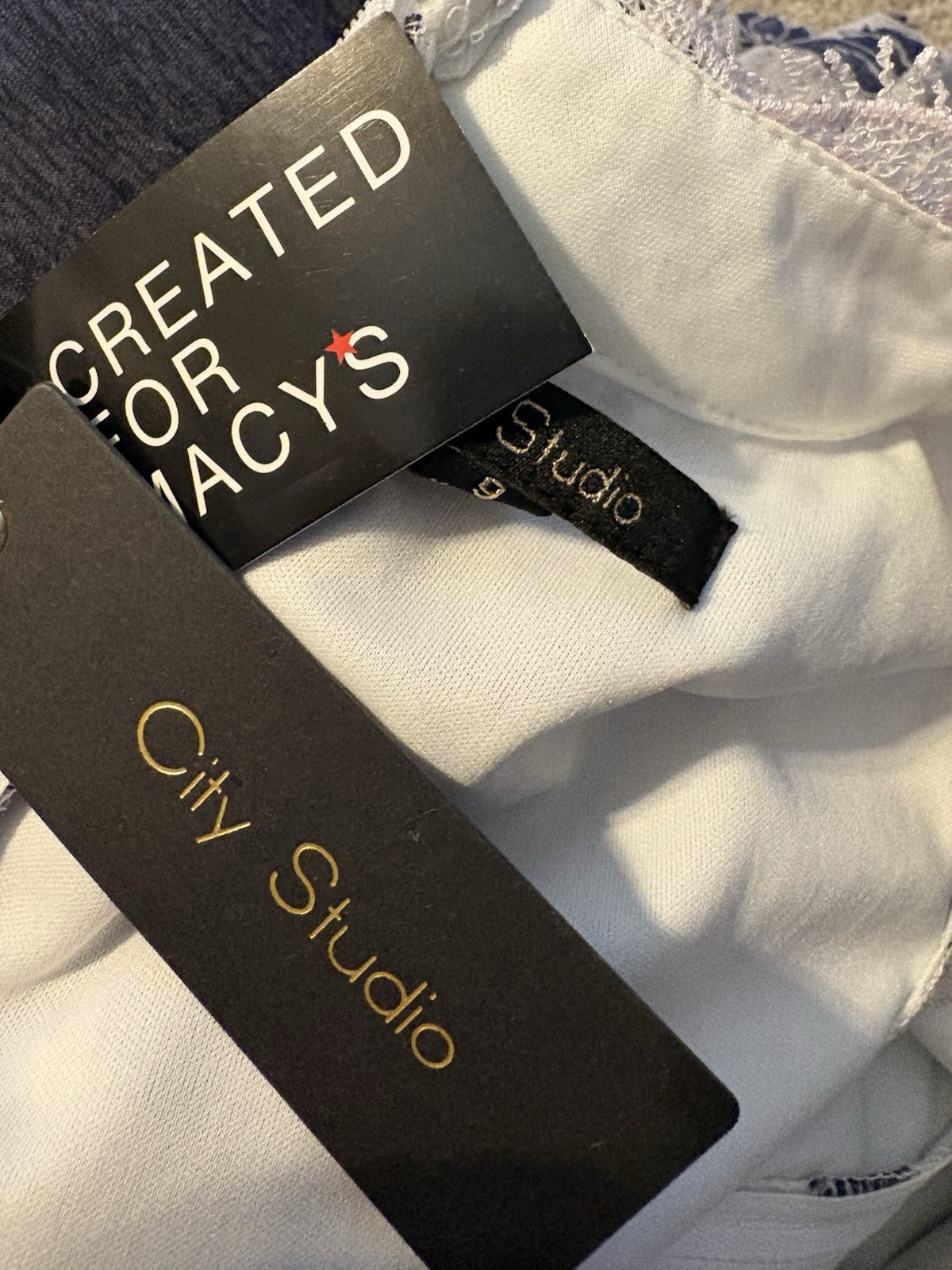 City Studio Lace Dress JR 9 White Navy lace Floral Mock Neck Fit Flare – NWT