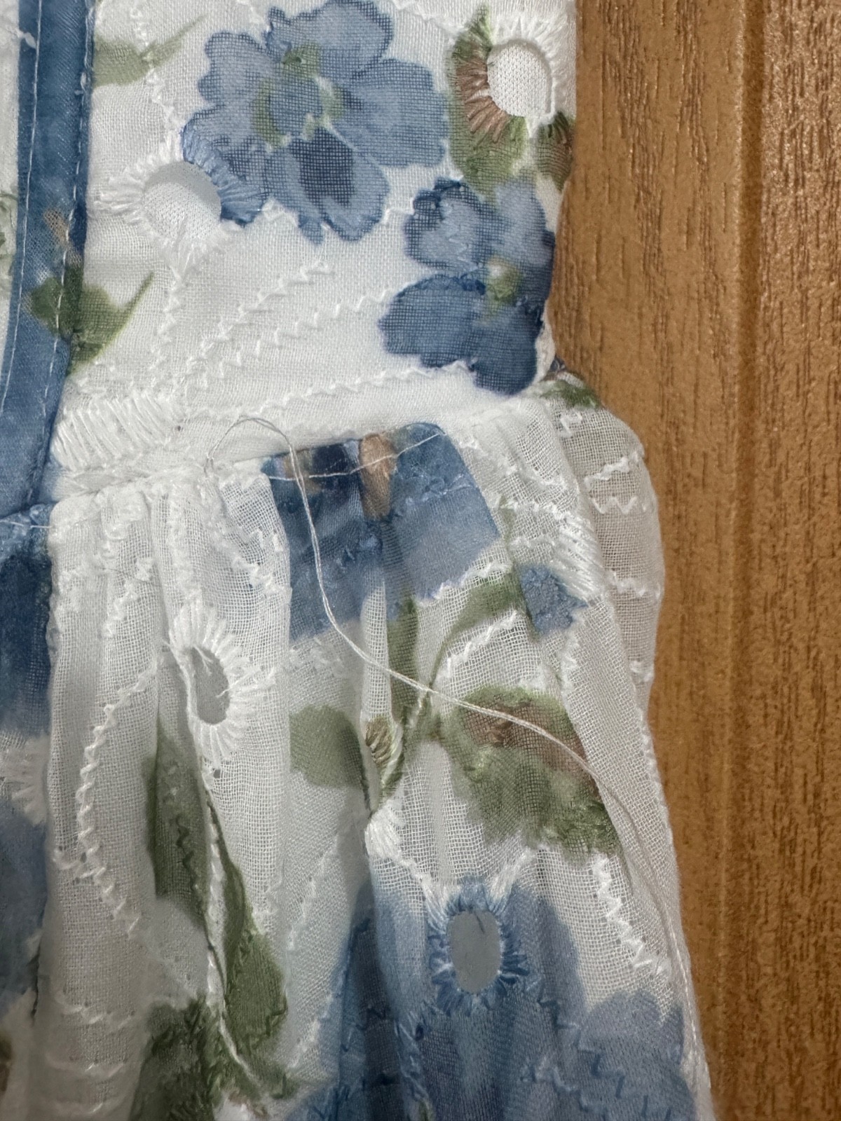 Jessica Simpson- Blue Floral Eyelet Lace Bustier Midi Dress Corset Cottagecore