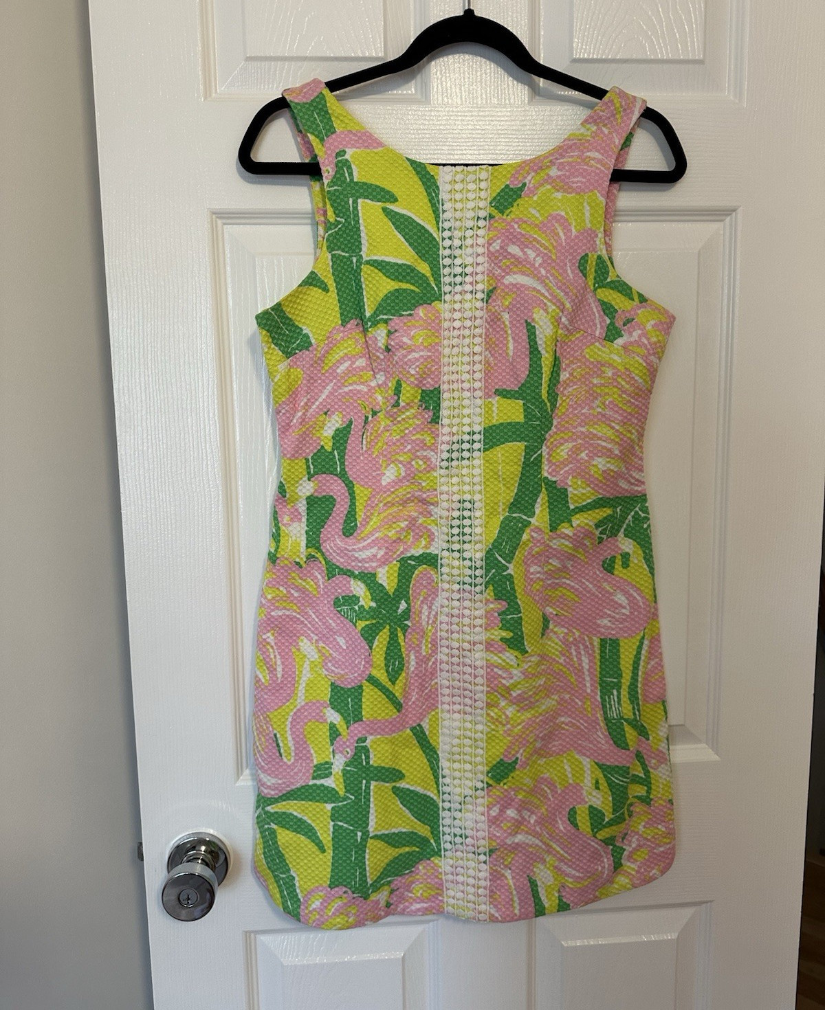 Lilly Pulitzer Yellow Green Pink Floral Shift Dress Sleeveless Lace Lined Zip 8
