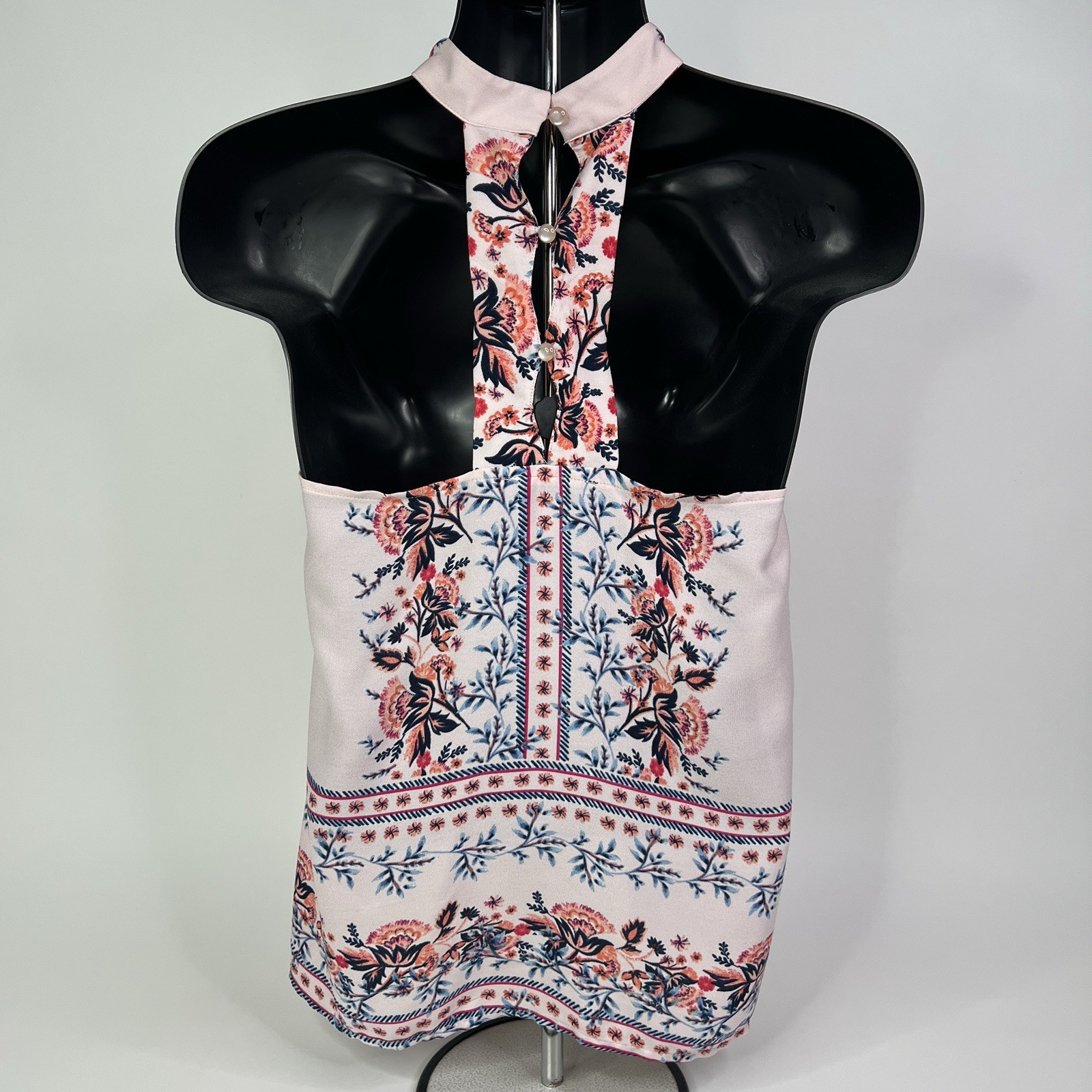 Blue Rain Women’s Midi Sleeveless Short Floral Pink Dress Size M