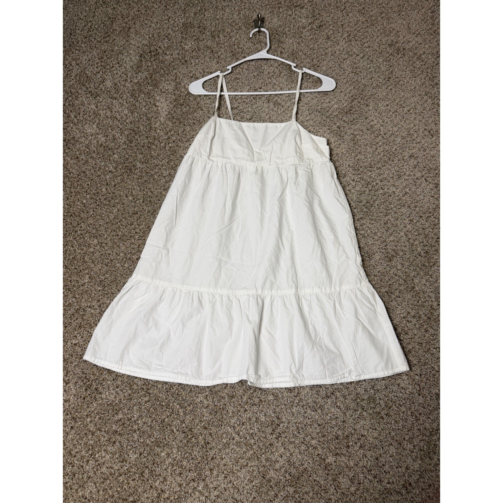 Abound White Tiered Mini Dress Womens XS Adjustable Spaghetti Strap Babydoll