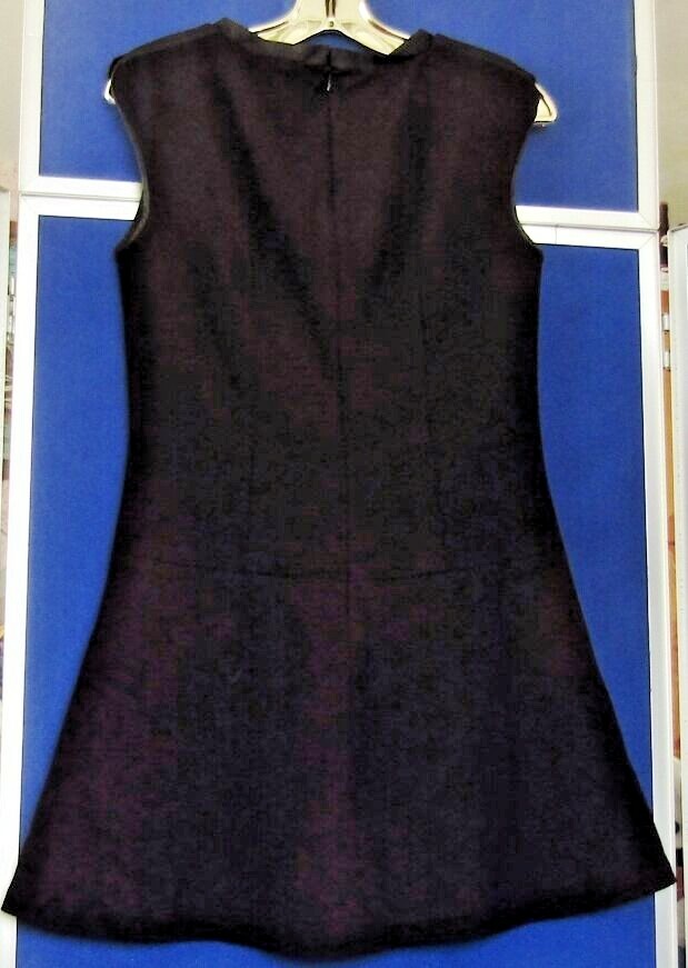 EUC Wardrobe Staple LITTLE Black DRESS by MY TRIBE A-Line w. LEATHER TRIM Sz M