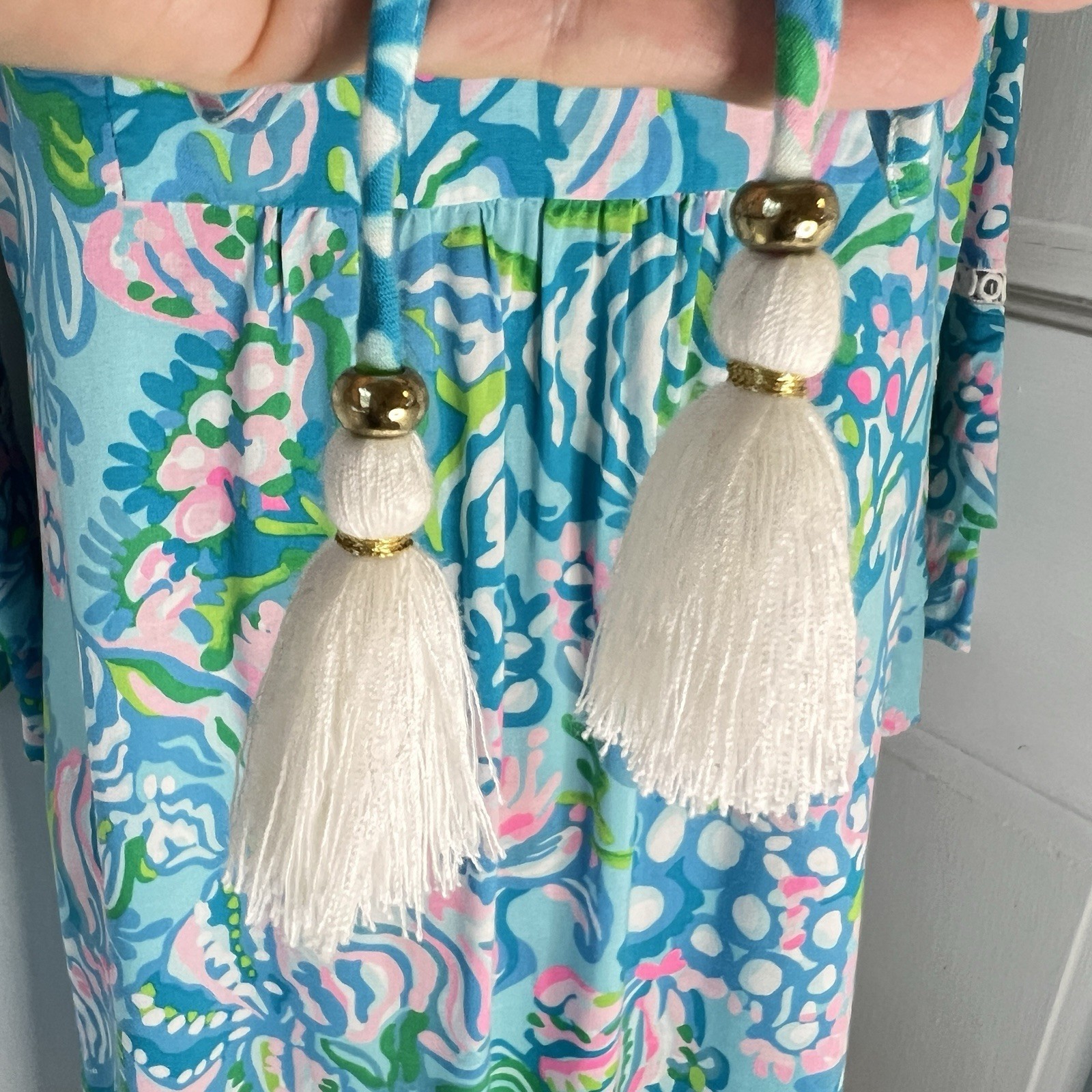 Lilly Pulitzer Anita Tunic Dress in Blue Ibiza Aqua la Vista Sz S Coastal Preppy