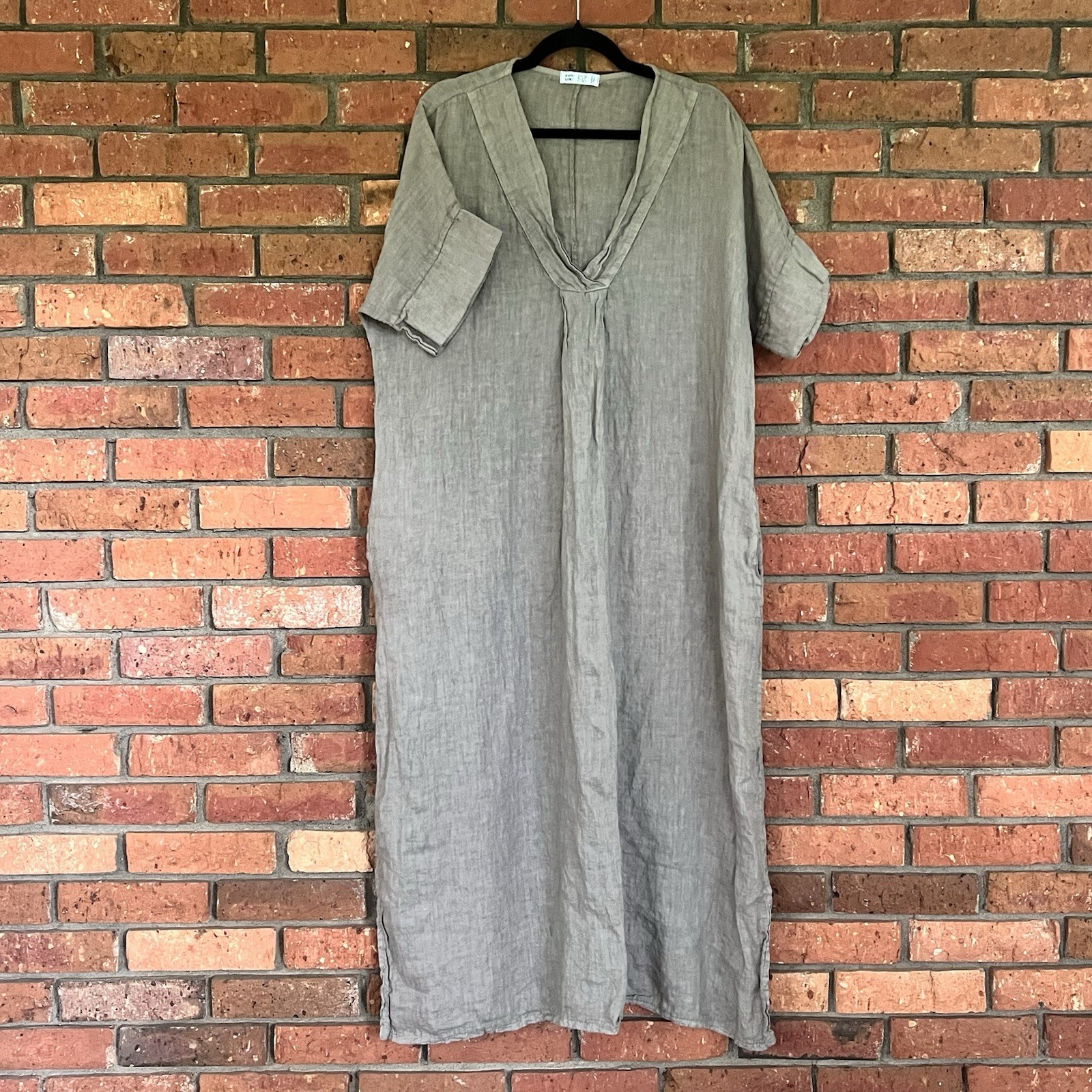 Italian 100% Linen Lagenlook Dress Mumu One Size