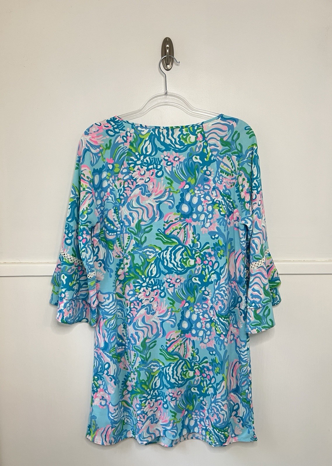 Lilly Pulitzer Anita Tunic Dress in Blue Ibiza Aqua la Vista Sz S Coastal Preppy