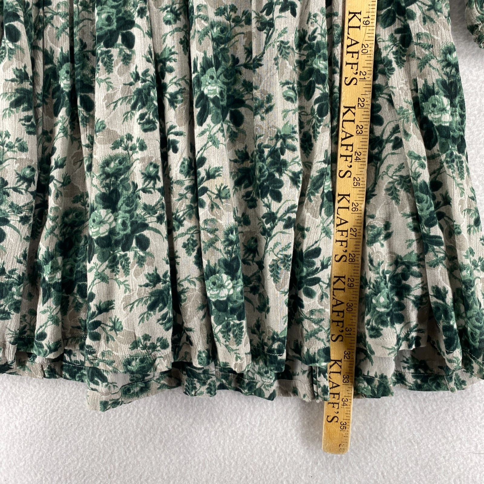 DENIM SUPPLY RALPH LAUREN Dress M Floral Babydoll Mini Gauze 3/4 Sleeve Green