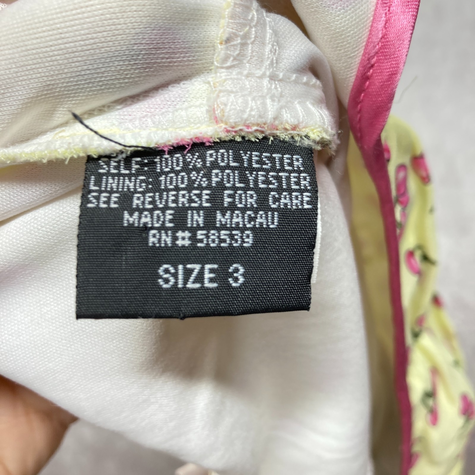 Vintage Y2K Speechless Size 3 Yellow Pink Cherries Bow Coquette XS Retro