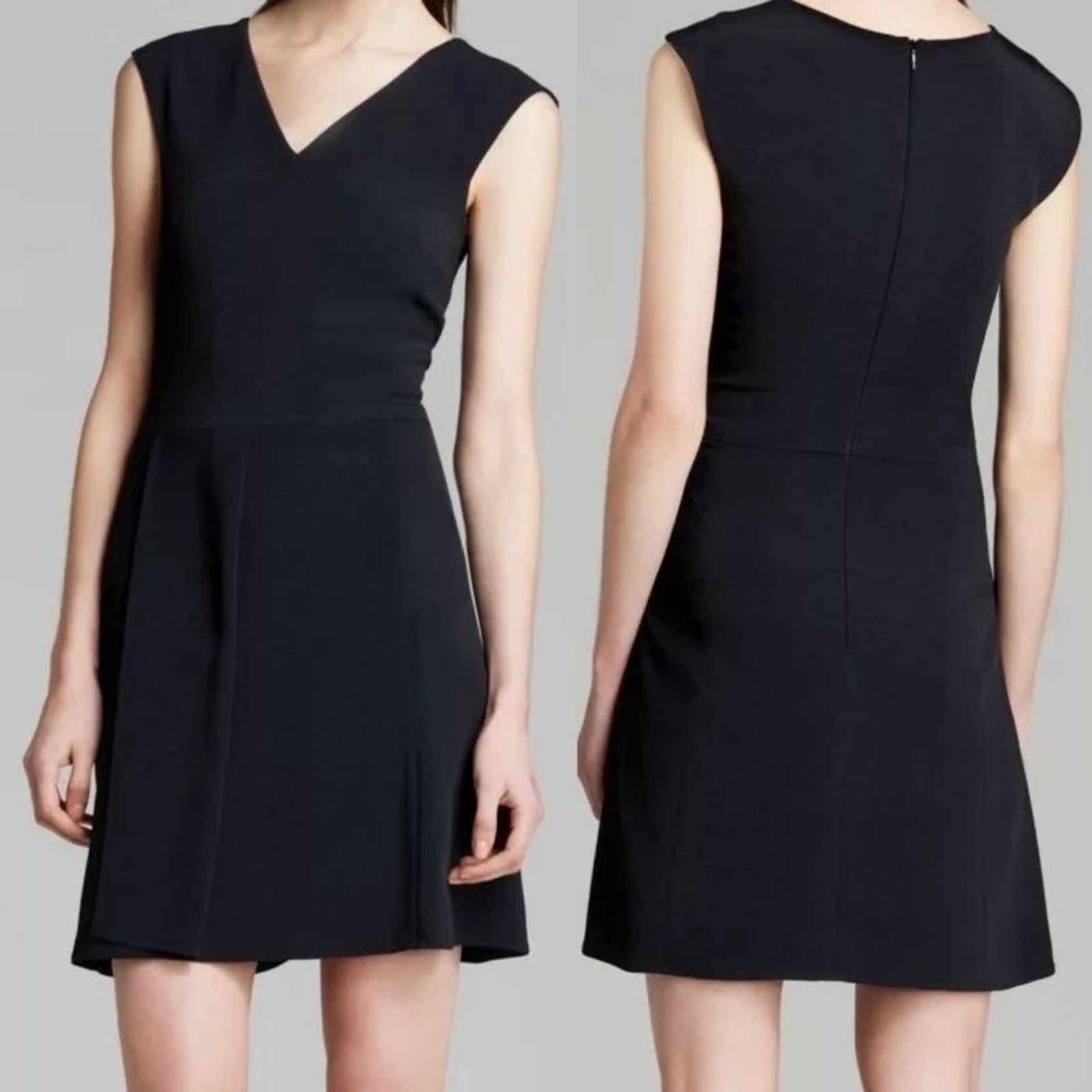 Theory Idavia 100% Silk Knee Length Black Dress Size 10