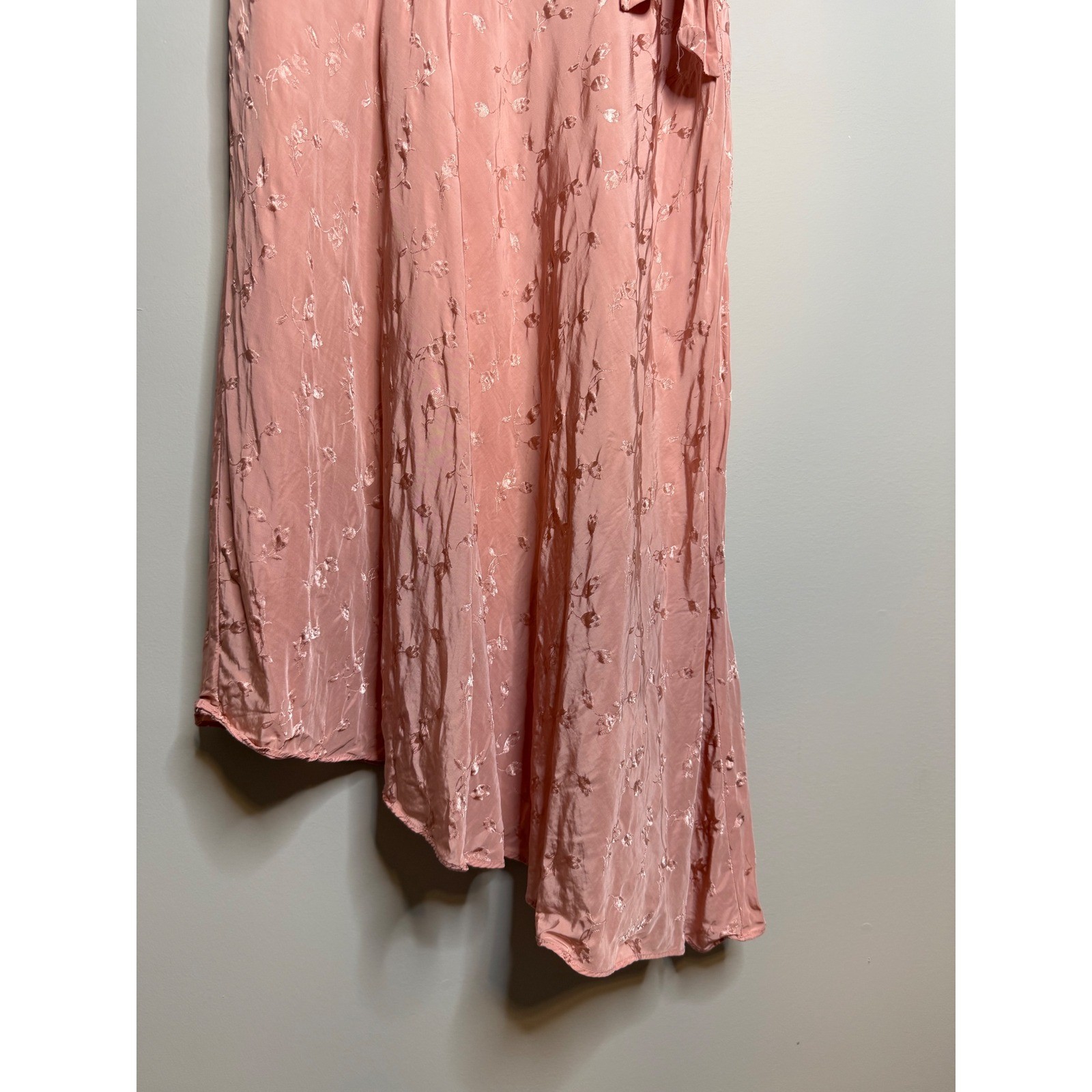 Lauren Ralph Lauren Pink Floral Jacquard Faux Wrap Asymmetrical Midi Dress 14