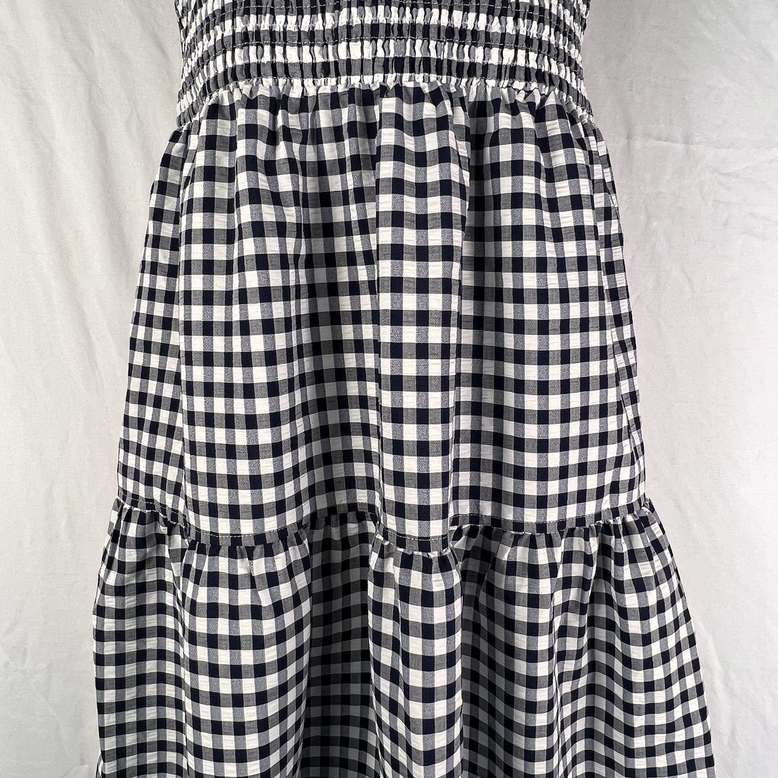 On 34th Dress Women’s Small Below Knee Midi Sleeveless A-Line Smocked Check