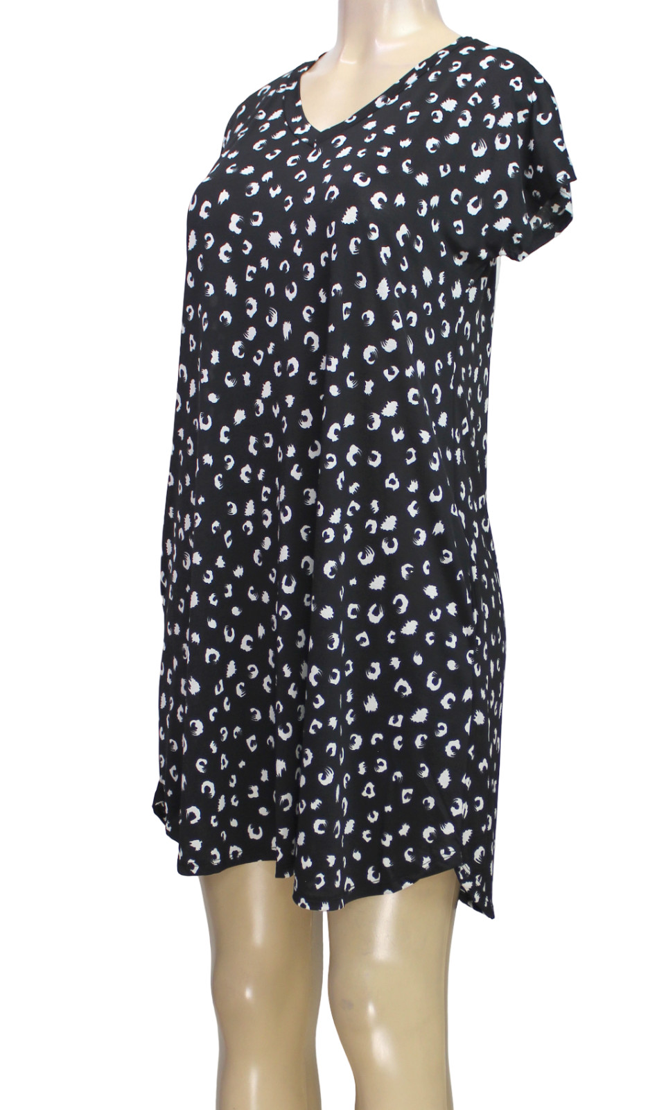 Heimish USA Women’s Shift Dress Short Sleeve Stretch Black Sheer Size S