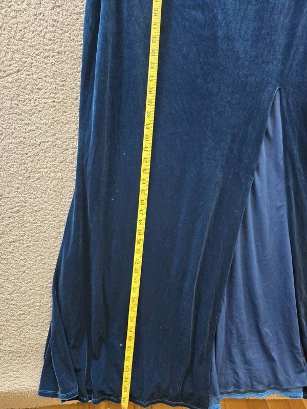 City Studio Trendy Plus Size Velvet Floral-Trim Gown 22W Deep Teal Zip Closure