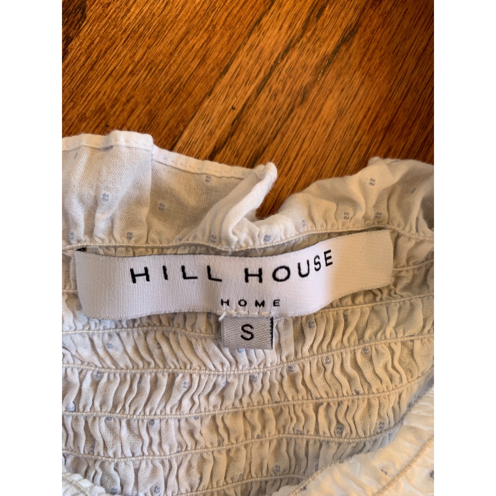 Hill House The Ellie Nap Dress Micro Polka Dot MSRP $178 | White Blue | Small