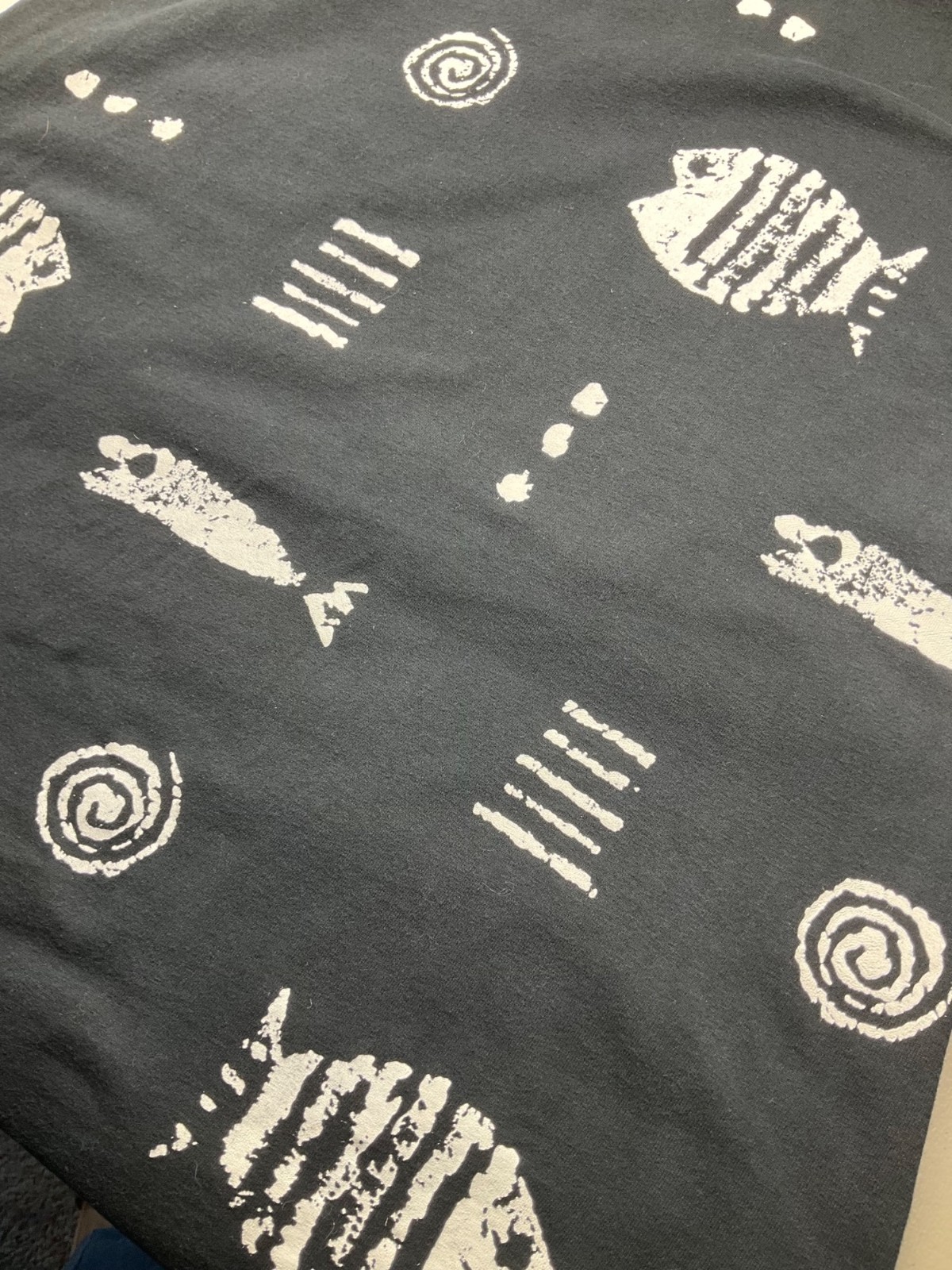 VTG M.Mac 90’s Small P Black Fish all Over Print Cotton Maxi Dress T-Shirt Dress
