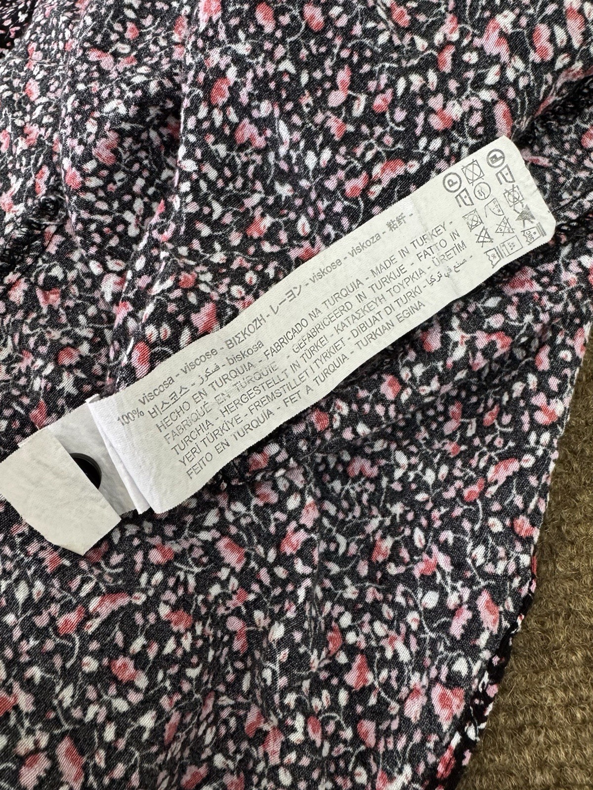 Zara Womens Dress Small Black Ditsy Floral Babydoll Tiered Cottagecore Prairie