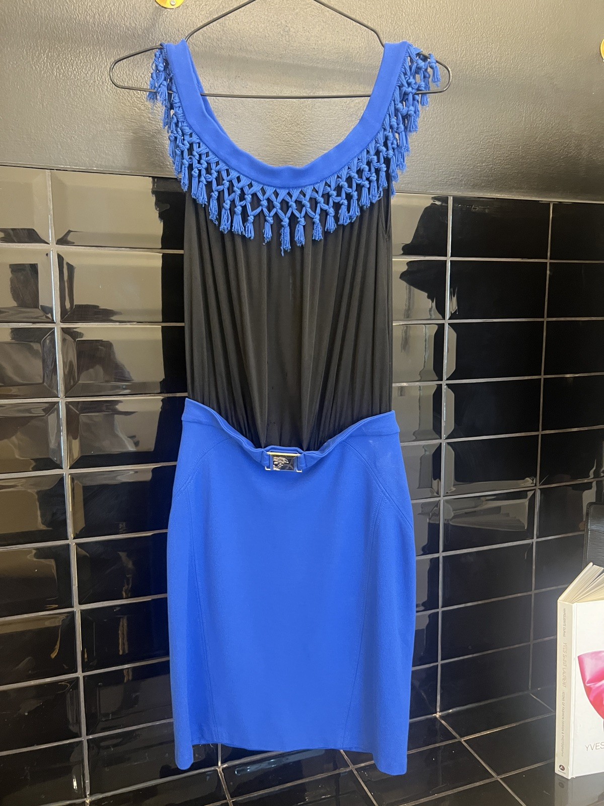 Stunning Versace Collection Dress Blue Black 40EU UK8
