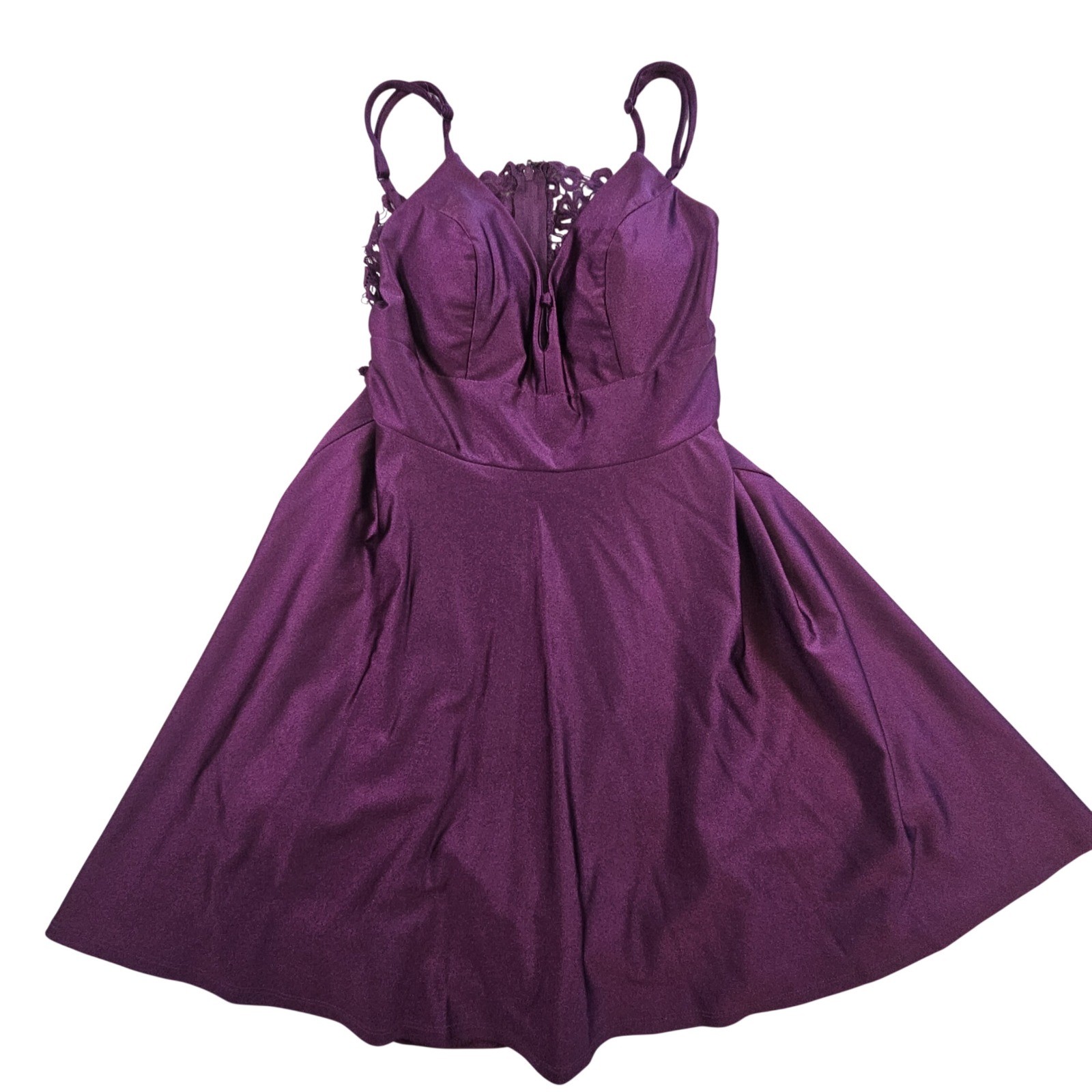 City Studio Purple Lace Back Cocktail Dress Sweetheart Neckline 7/8 7881-MX2C