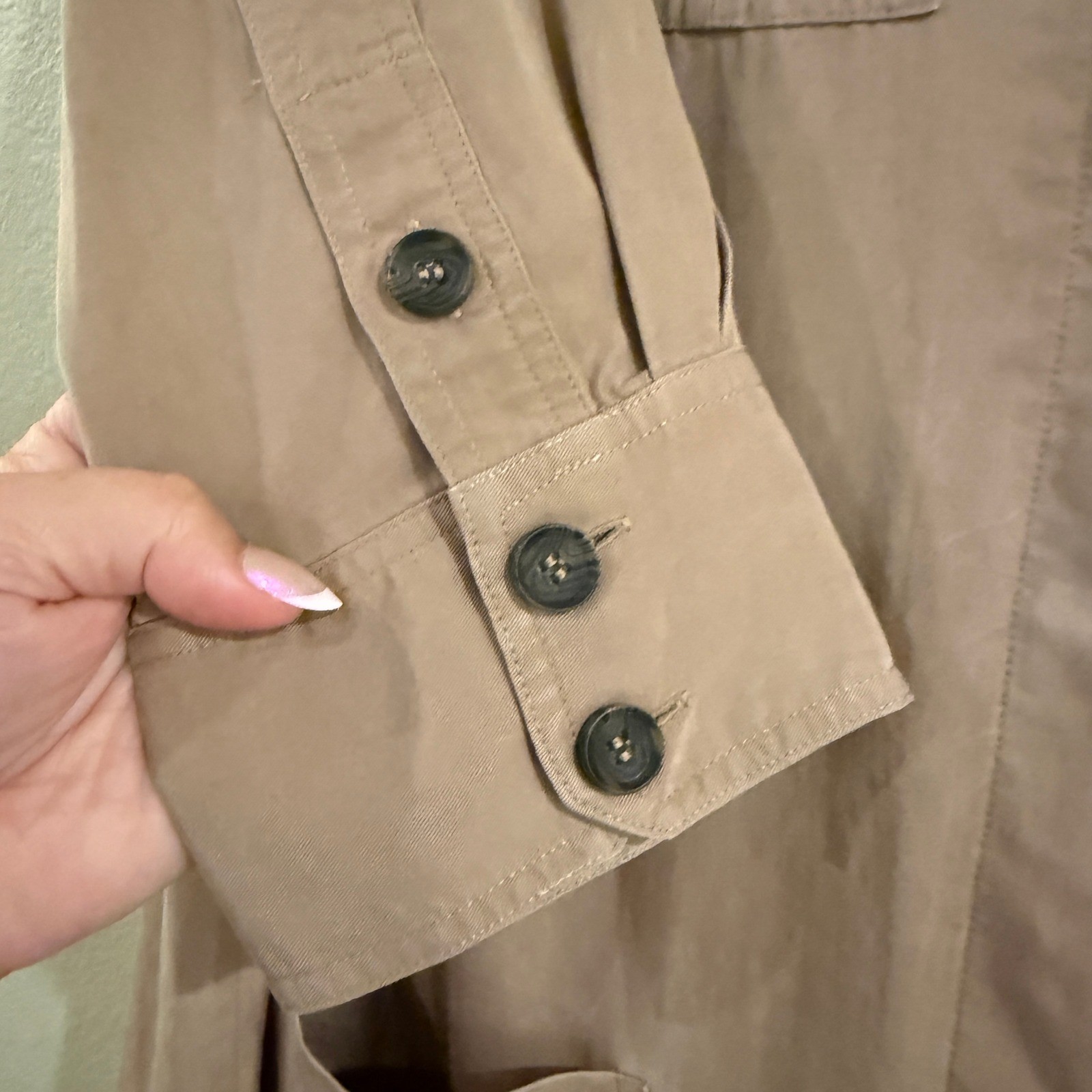 Soft Surroundings Tunic Shirt Dress Womens Petite MedTan Lyocell Safari Utility